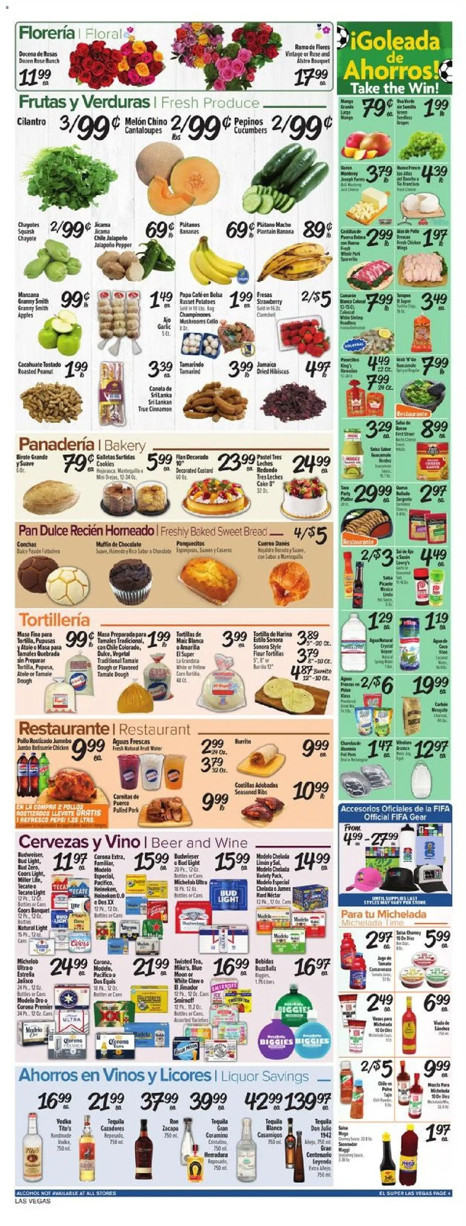 El Super Weekly Ad - NV - valid from 10.06.2026 | Page: 4 | Products: Bread, Pork, Cucumbers, Vodka