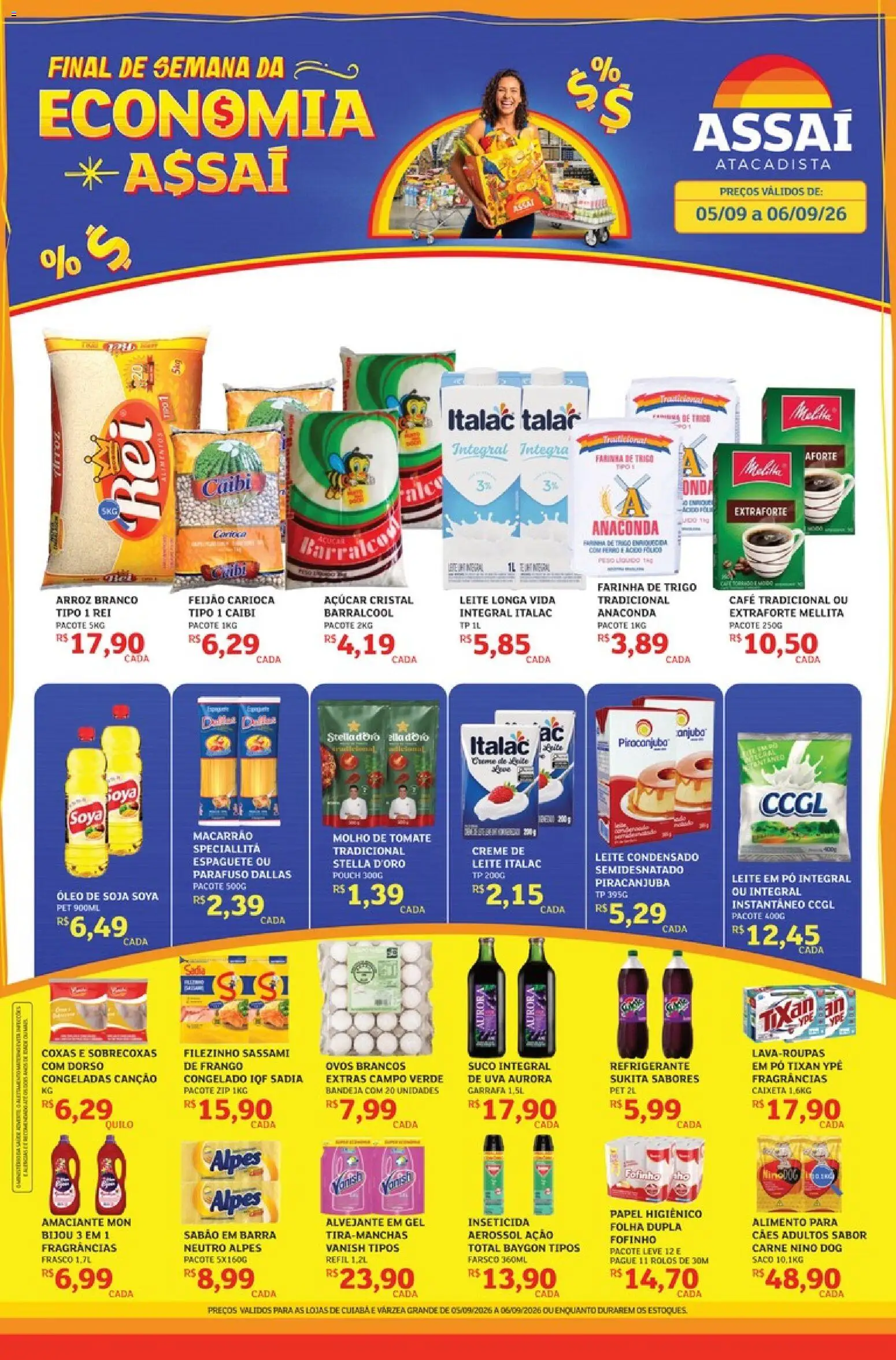 Assaí Atacadista Folheto - válido de 05/09/2026 | Página: 1 | Produtos: Sabão em barra, Papel higiênico, Amaciante, Soja