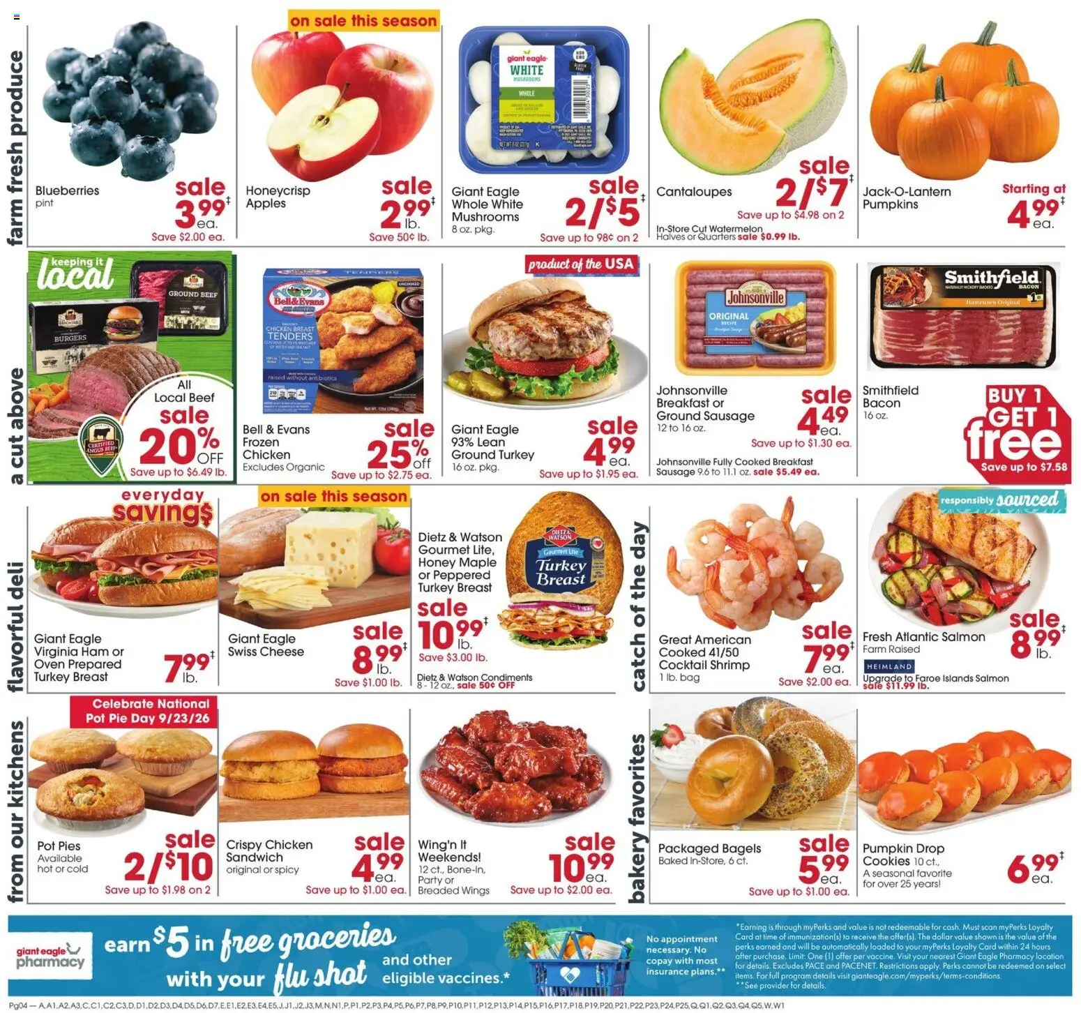 Giant Eagle Weekly Ad - valid from 09/17/2026 | Page: 2 | Products: Ground turkey, Turkey breast, Honey, Blueberries
