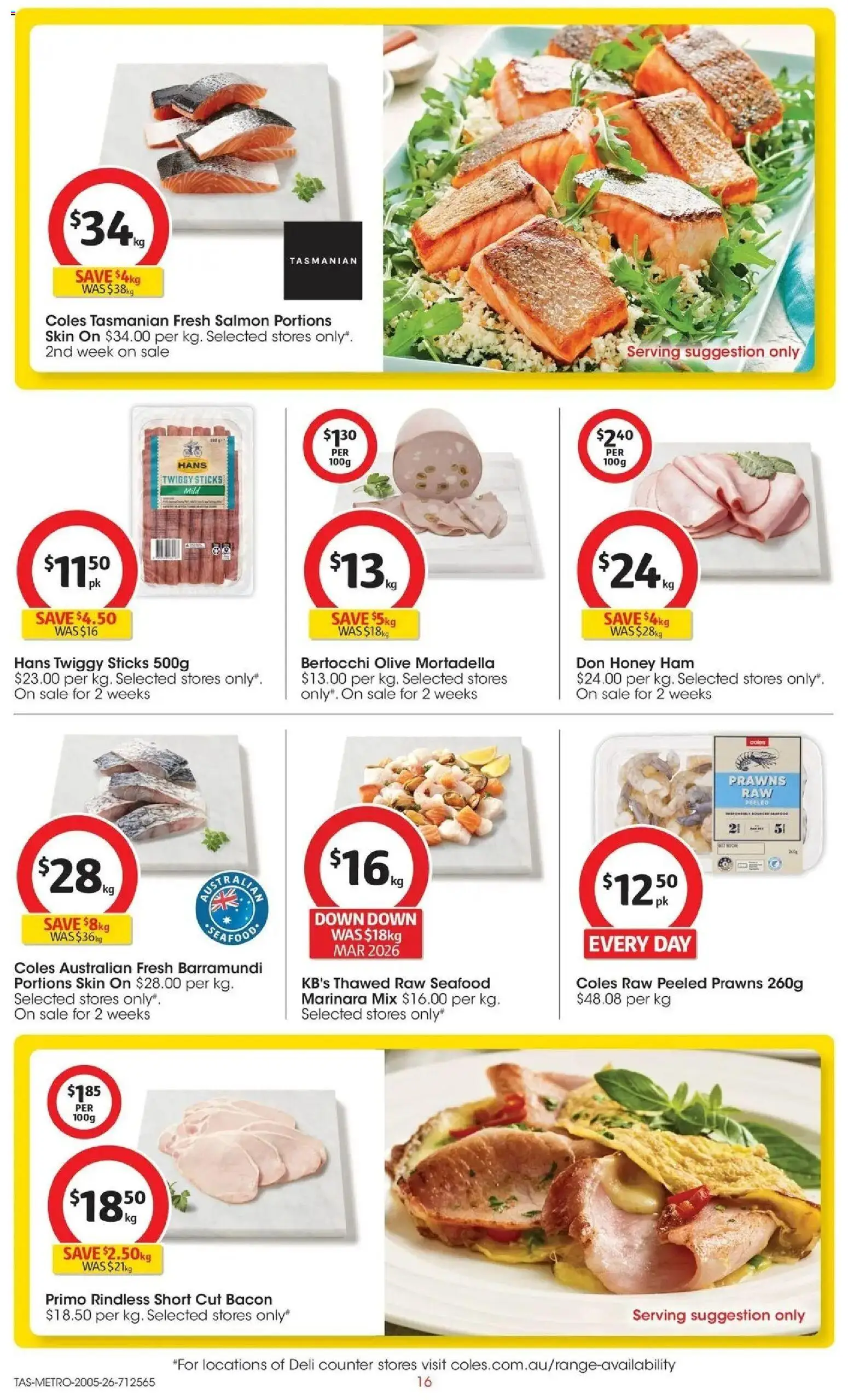 Coles catalogue - valid from 19.05.2026 | Page: 16 | Products: Bacon, Ham, Salmon, Seafood