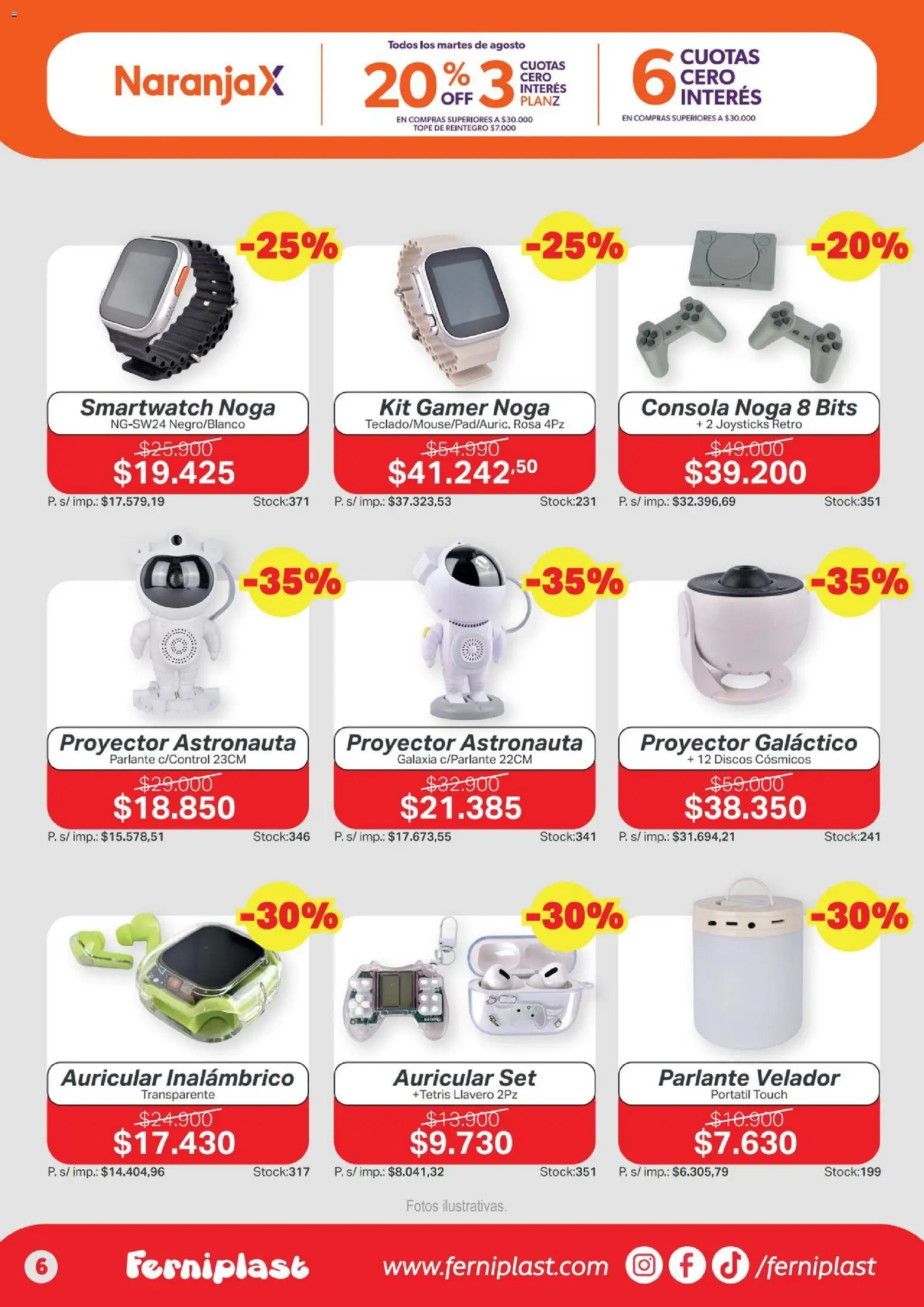 Ferniplast catálogo │ válido desde el 06/08/2026 | Página: 6 | Productos: Velador, Llavero, Parlante, Proyector