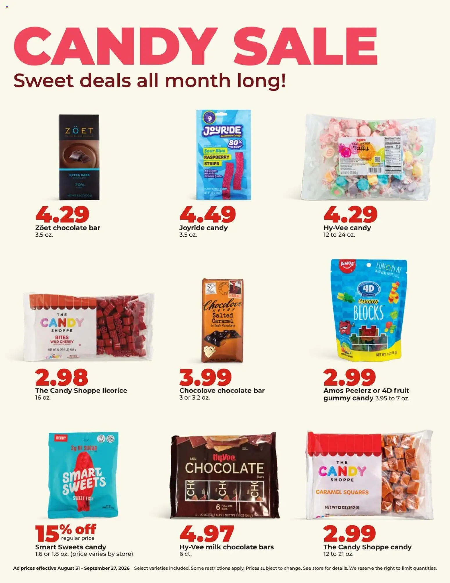 HyVee Monthly Ad - valid from 08/31/2026 | Page: 15 | Products: Milk, Sweets, Water, Raspberry