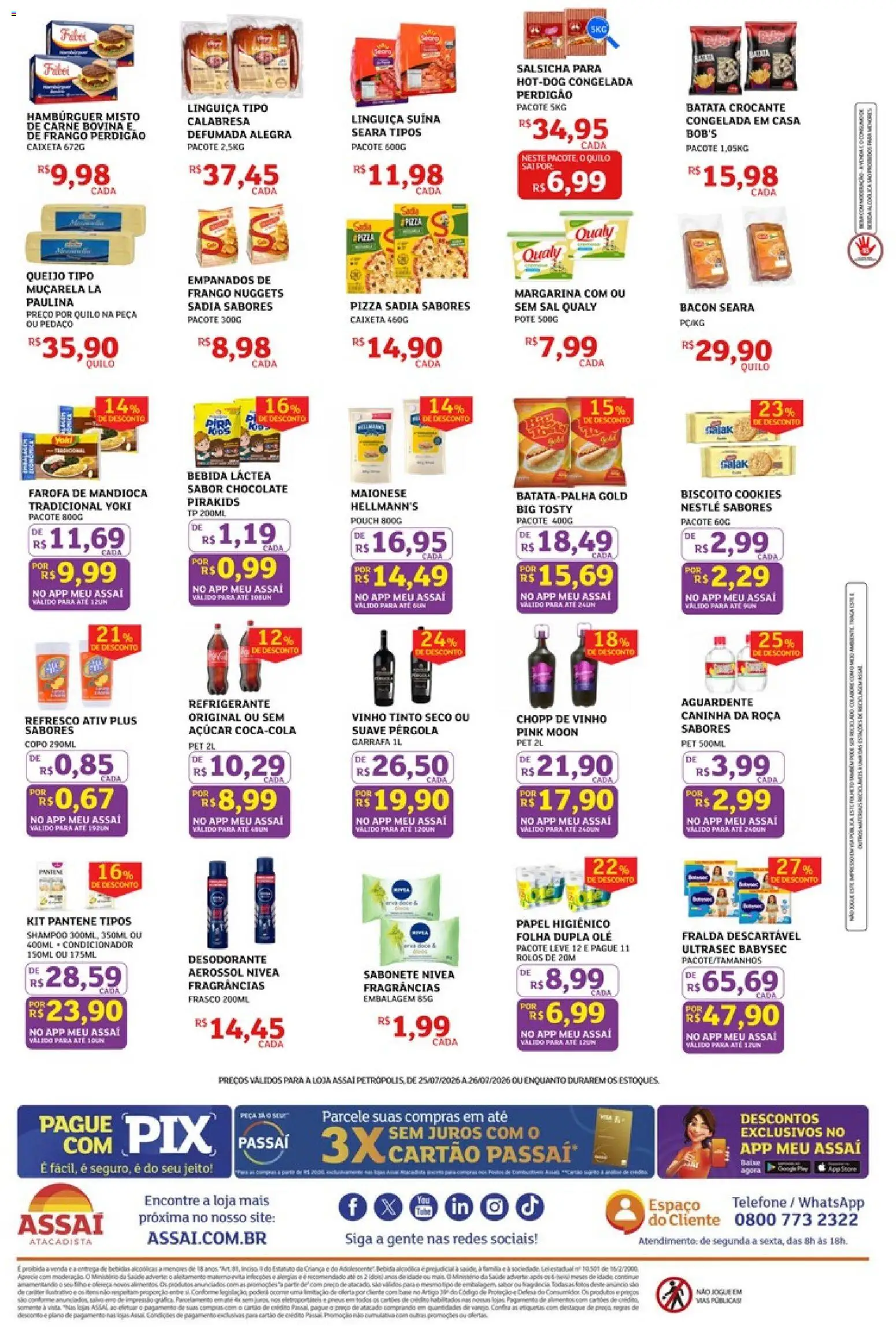 Assaí Atacadista Folheto - válido de 25/07/2026 | Página: 2 | Produtos: Shampoo, Desodorante, Muçarela, Papel higiênico