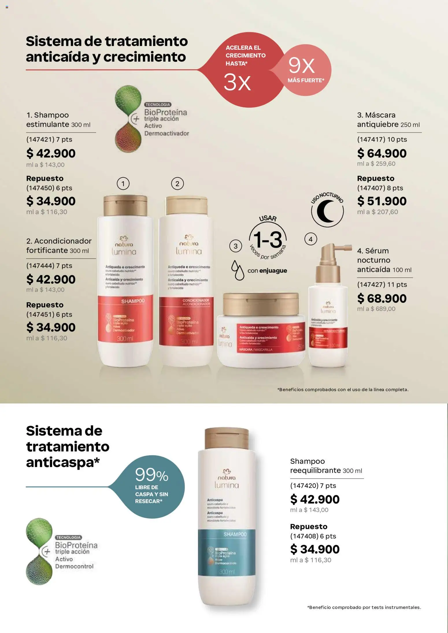 Natura revista - valida desde el 01/07/2026 | Página: 147 | Productos: Proteína, Serum, Shampoo, Acondicionador