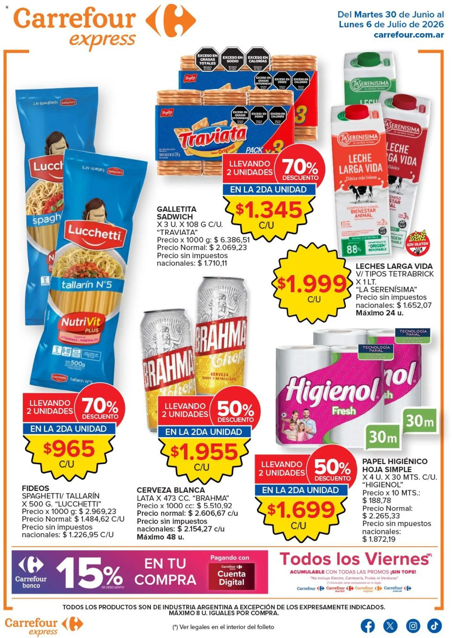 Carrefour - Express │ válido desde el 30/06/2026 | Página: 1 | Productos: Papel higiénico, Cerveza, Té, Fideos