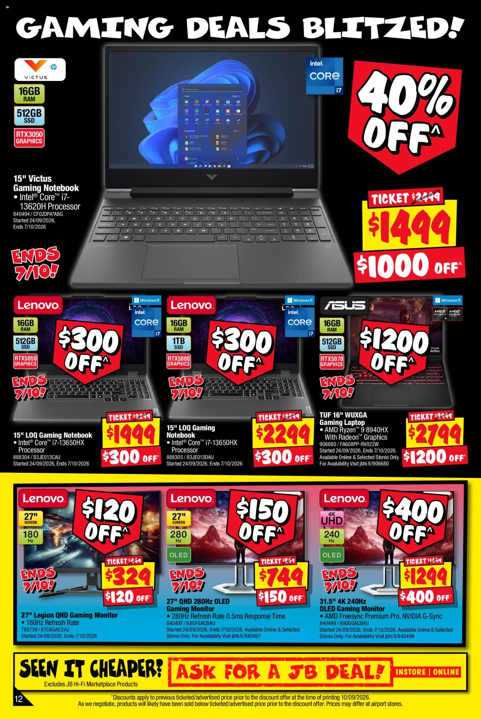 JB Hi-Fi catalogue - valid from 24/09/2026 | Page: 12 | Products: Notebook, Monitor, Laptop, Screen