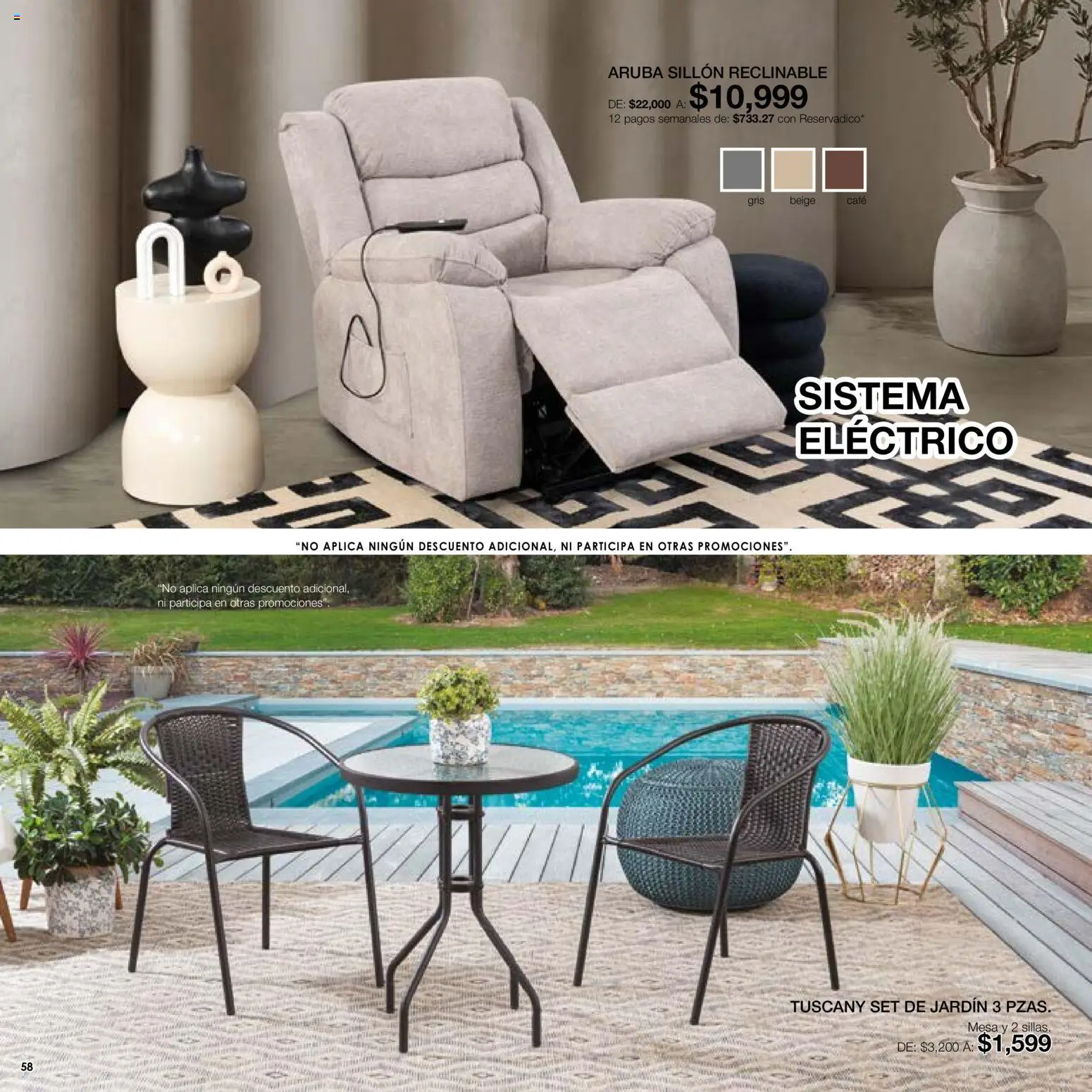 Nuevas ofertas de Muebles Dico válidas en toda la República Mexicana desde el 01/08/2026. ¡Encuentra las mejores ofertas en Muebles Dico catálogo! | Página: 58 | Productos: Sillón, Mesa