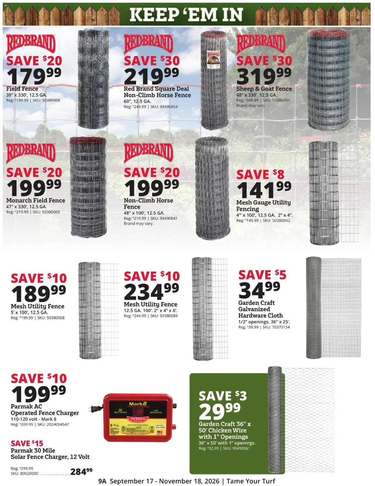 Rural King Ad - valid from 09/17/2026 | Page: 9 | Products: Wire, Chicken, Charger