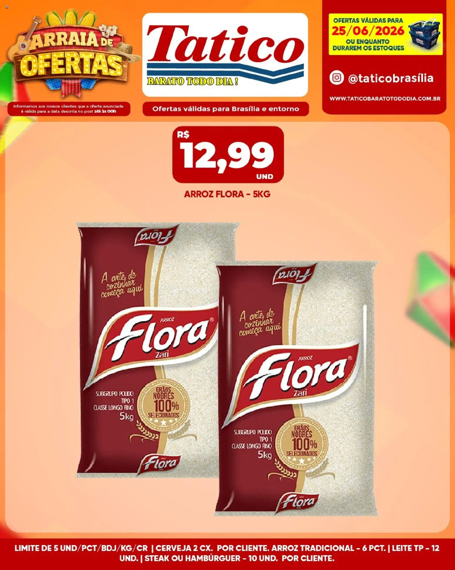 Tatico Folheto - válido de 26/06/2026 | Página: 29 | Produtos: Leite, Cerveja, Arroz, Hambúrguer