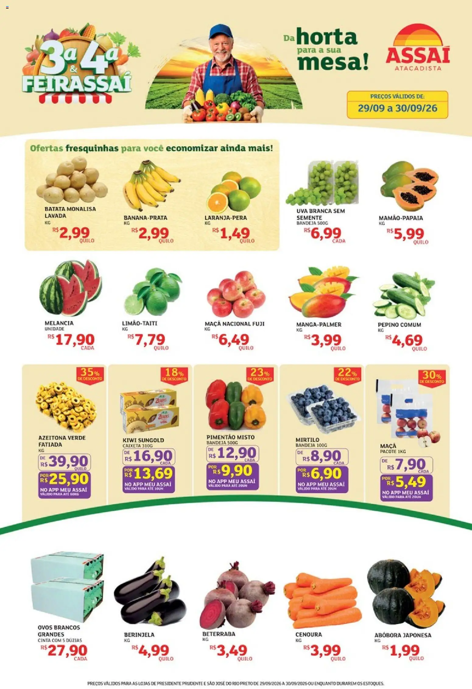 Assaí Atacadista Folheto - válido de 29/09/2026 | Página: 1 | Produtos: Berinjela, Pimentão, Kiwi, Cenoura