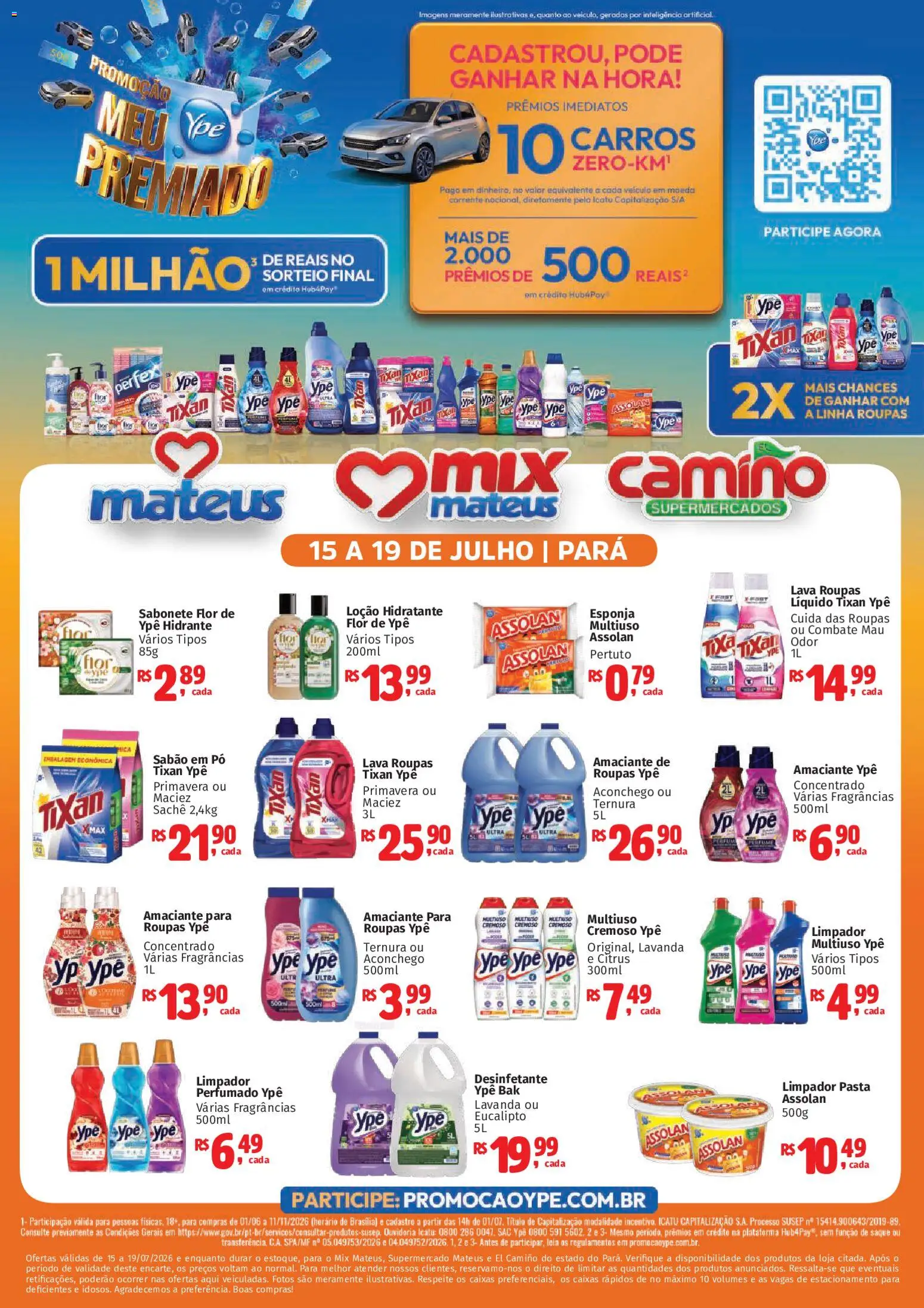 Mateus Folheto - válido de 15/07/2026 | Página: 1 | Produtos: Pó, Esponja, Sabonete, Desinfetante