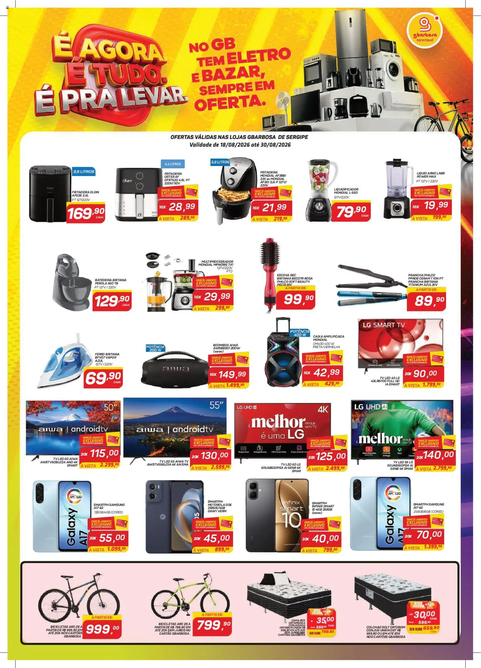 Gbarbosa Folheto - válido de 18/08/2026 | Página: 1 | Produtos: Ferro, smart TV, Prancha, Colchão