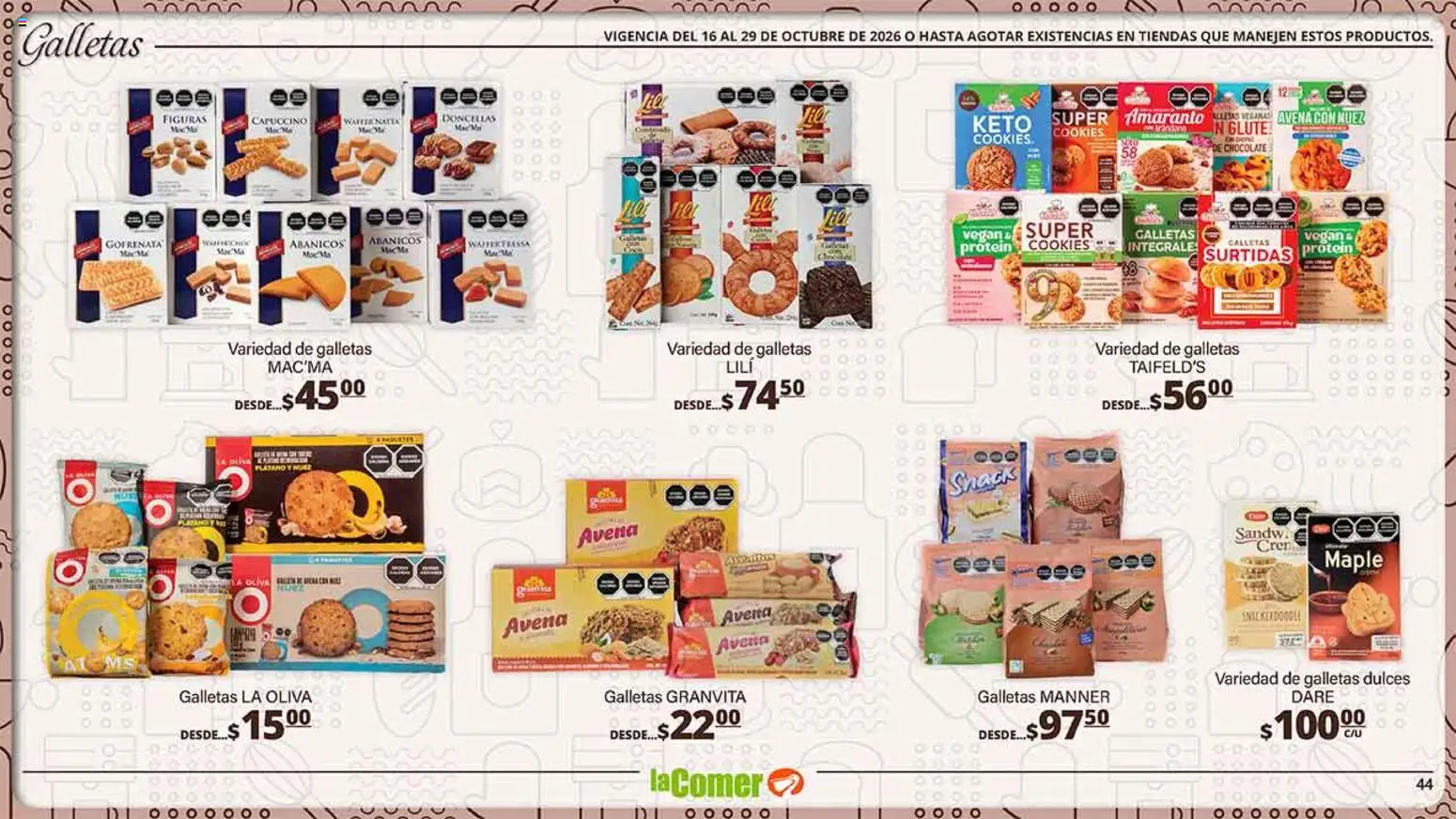 Nuevas ofertas de La Comer válidas en toda la República Mexicana desde el 16/10/2026. ¡Encuentra las mejores ofertas en La Comer folleto es la tienda rosa! | Página: 44