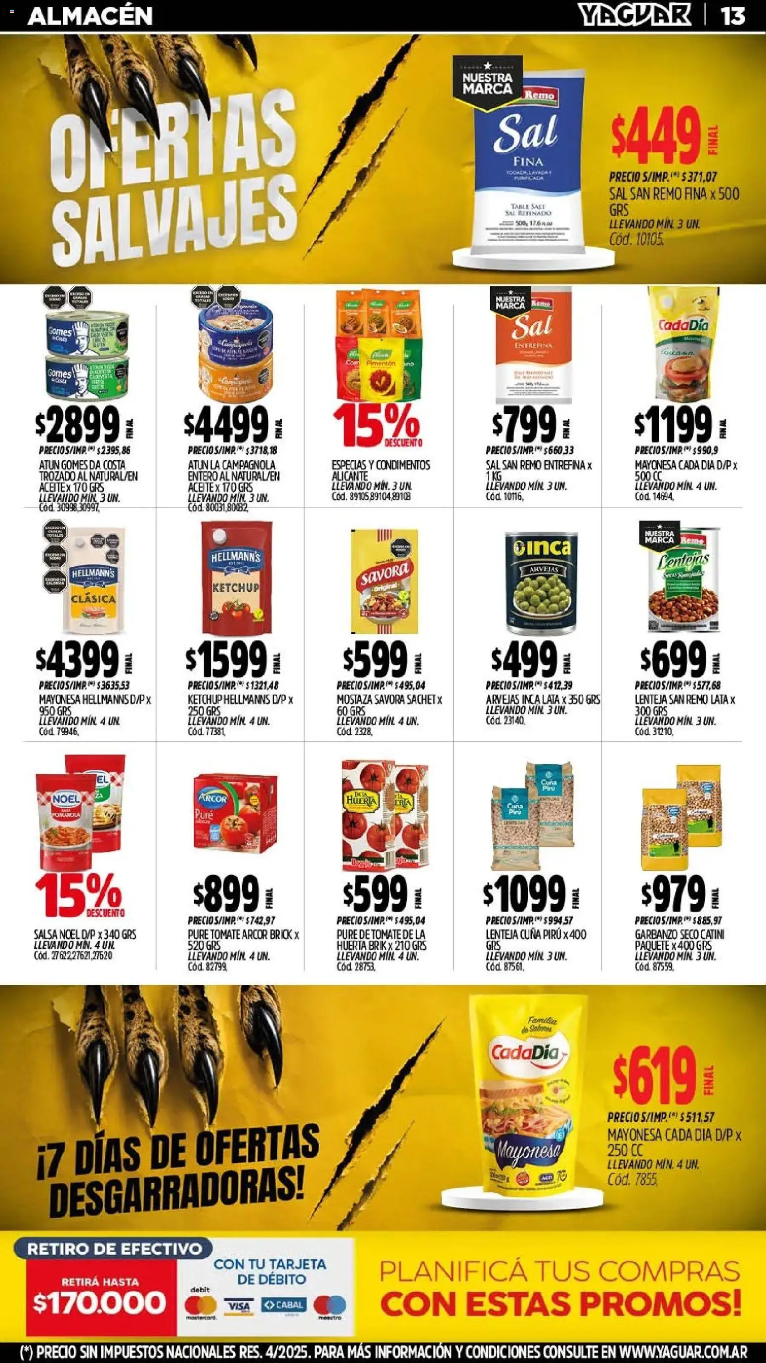 Yaguar - Oferta Semanal Chaco │ válido desde el 10/08/2026 | Página: 14 | Productos: Mostaza, Arvejas, Sal, Puré