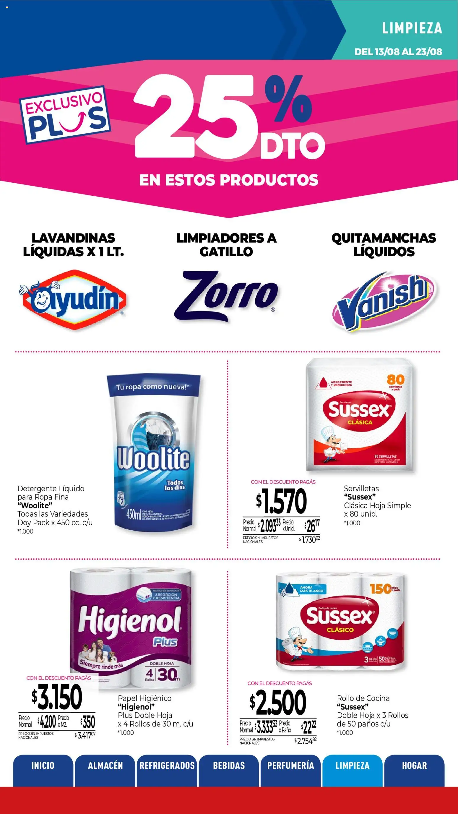 La Anonima catálogo │ válido desde el 13/08/2026 | Página: 32 | Productos: Papel higiénico, Bebidas, Detergente, Ropa