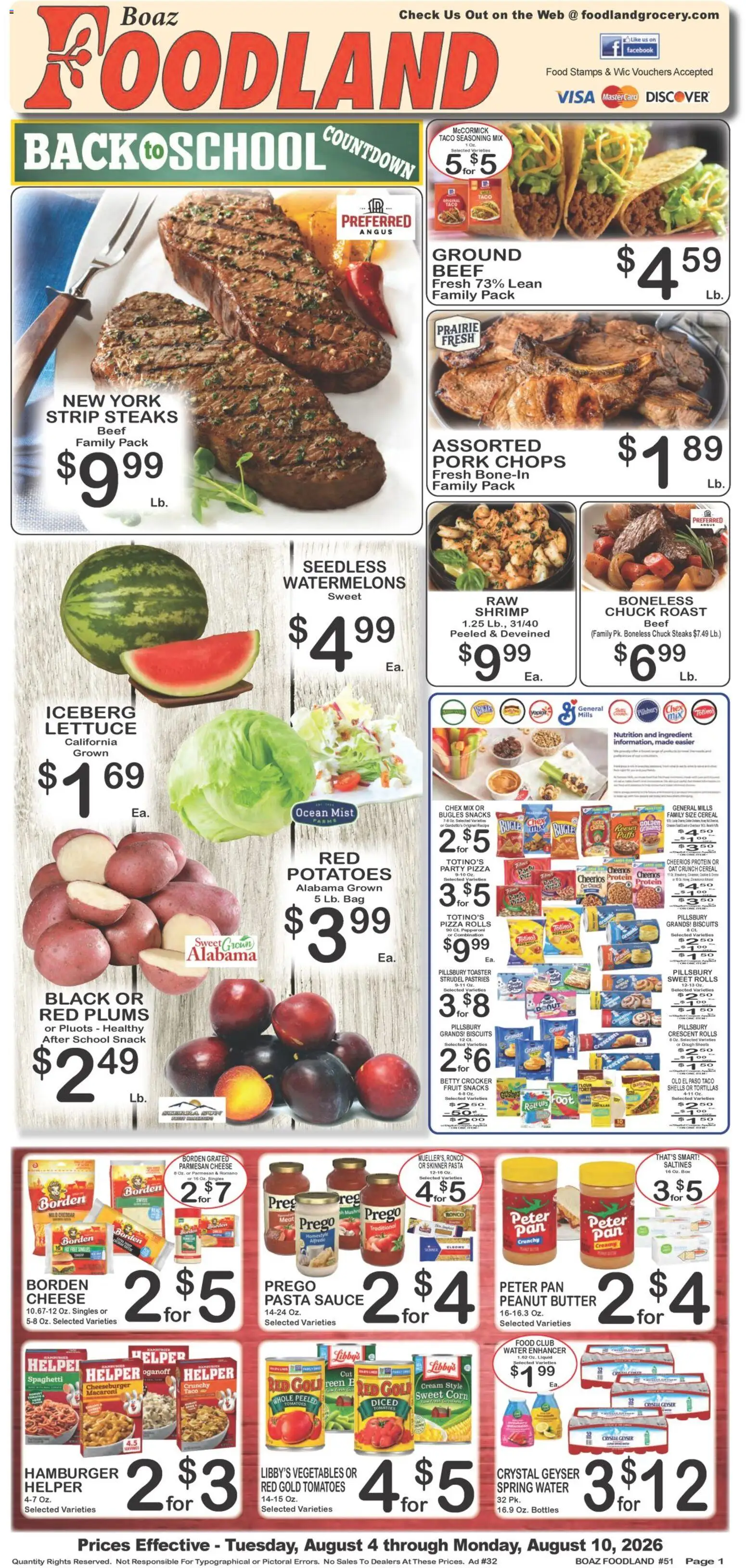 Foodland Weekly Ad - valid from 08/04/2026 | Page: 1 | Products: Toaster, Lettuce, Butter, Cheese