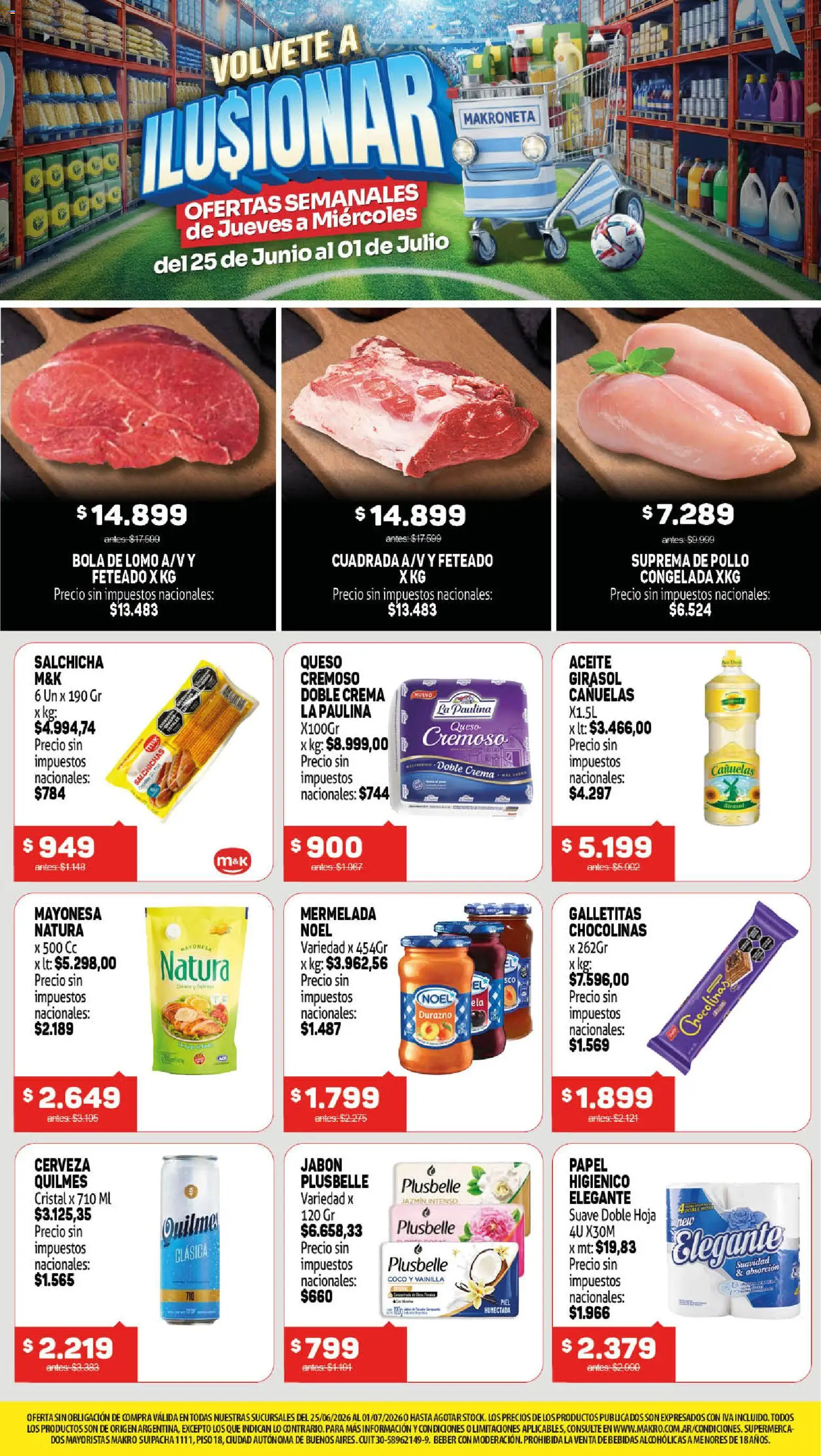 Makro VOLVETE A ILUSIONAR │ válido desde el 25/06/2026 | Página: 1 | Productos: Galletitas, Pollo, Cerveza, Mermelada