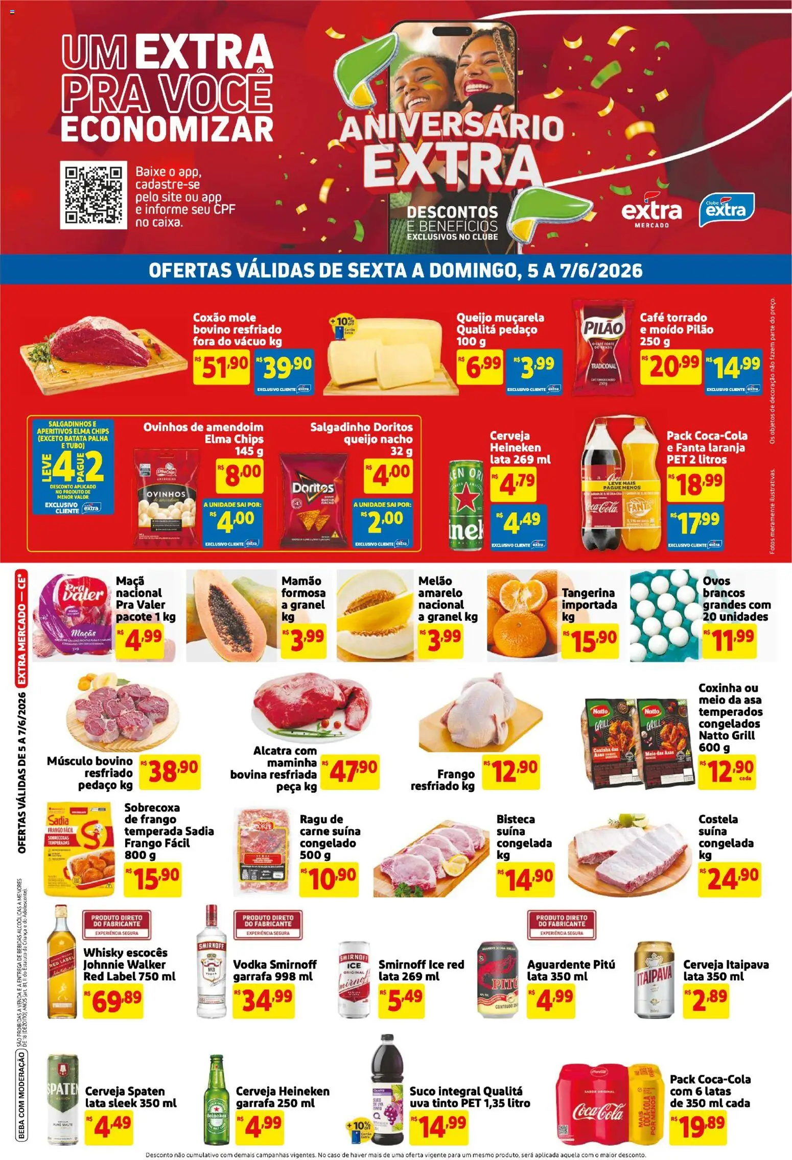 Extra Folheto - válido de 05.06.2026 | Página: 1 | Produtos: Maminha, Suco, Cerveja, Carne
