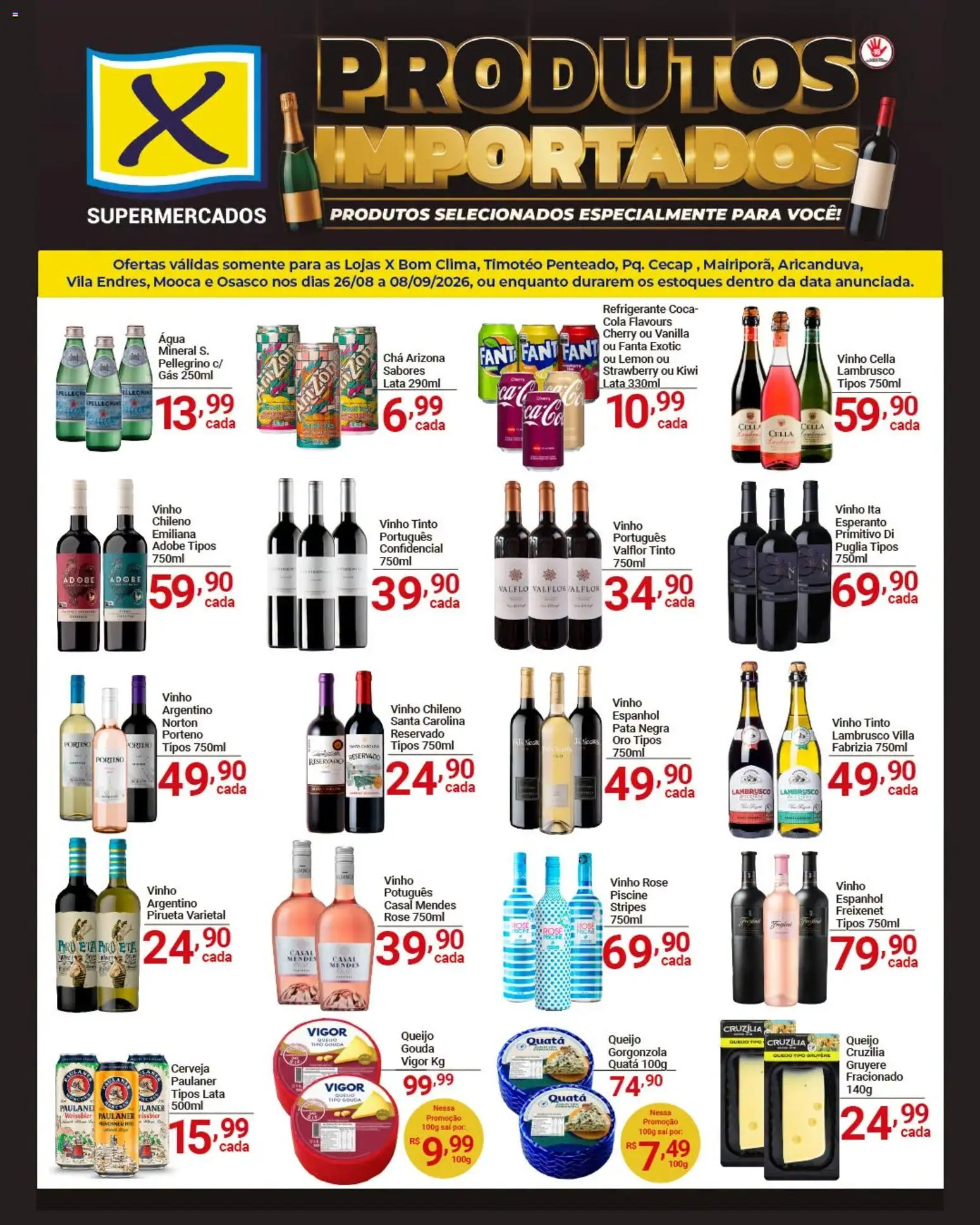 X Supermercados Folheto - válido de 26/08/2026 | Página: 2 | Produtos: Vinho rosé, Vinho tinto, Gouda, Kiwi