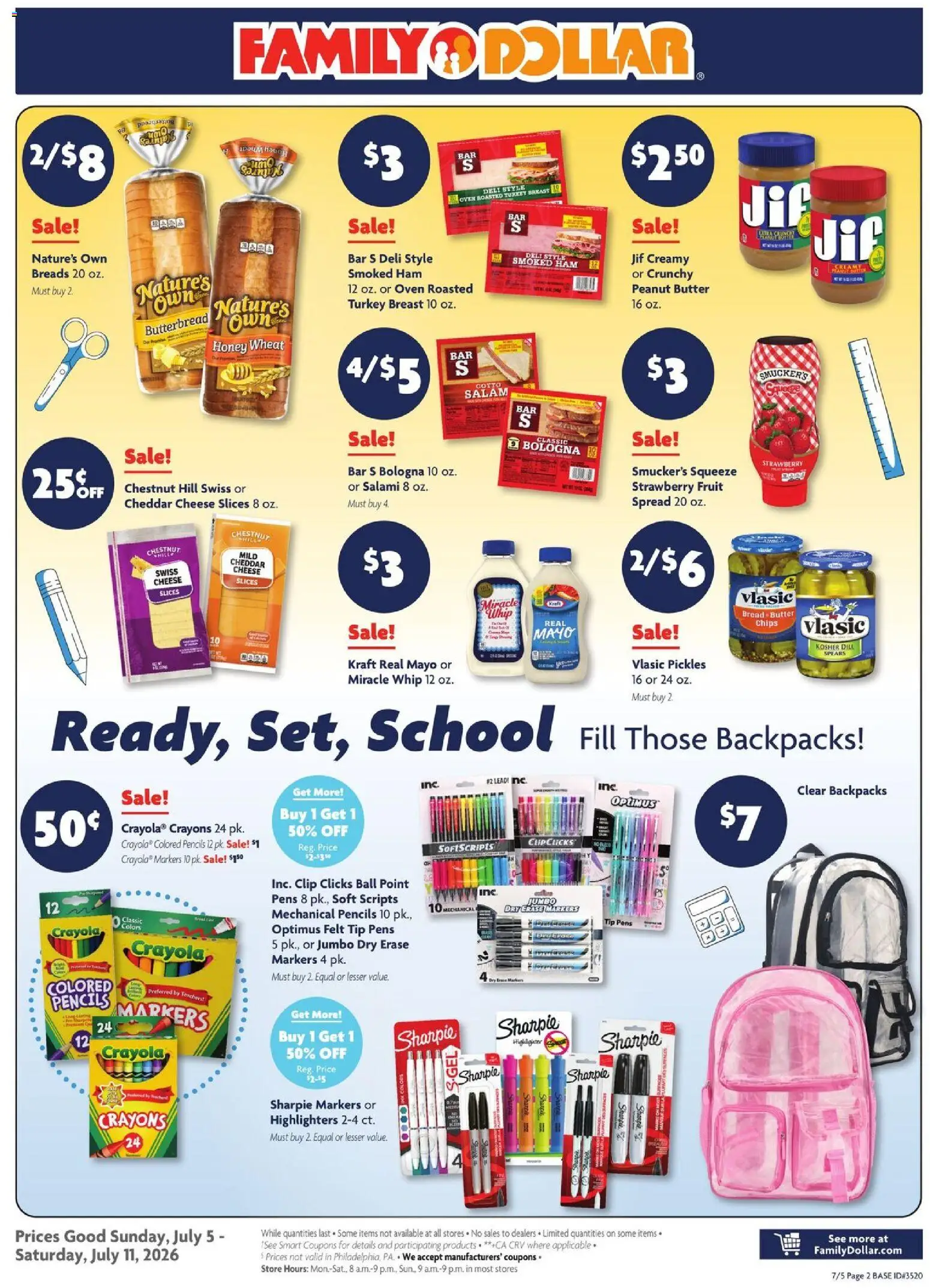 Family Dollar Ad - valid from 07/05/2026 | Page: 2 | Products: Highlighter, Butter, Salami, Oven