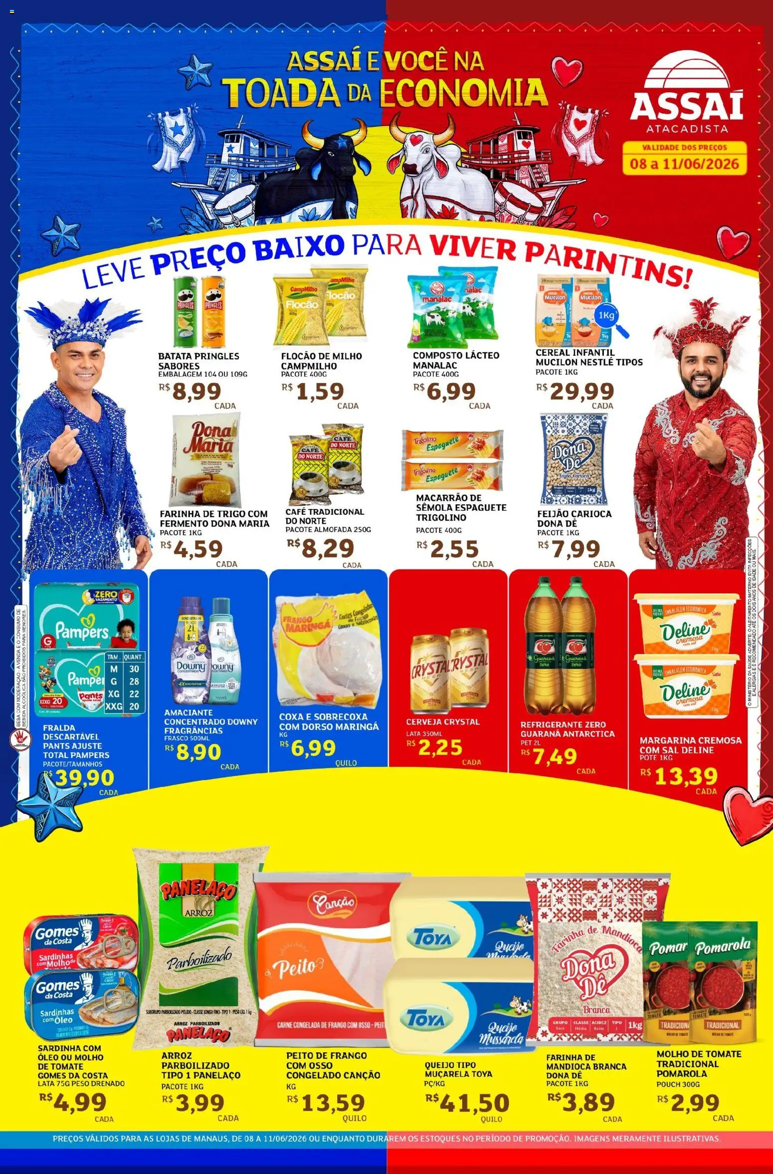 Assaí Atacadista Folheto - válido de 08.06.2026 | Página: 1 | Produtos: Farinha de trigo, Carne, Frango, Margarina