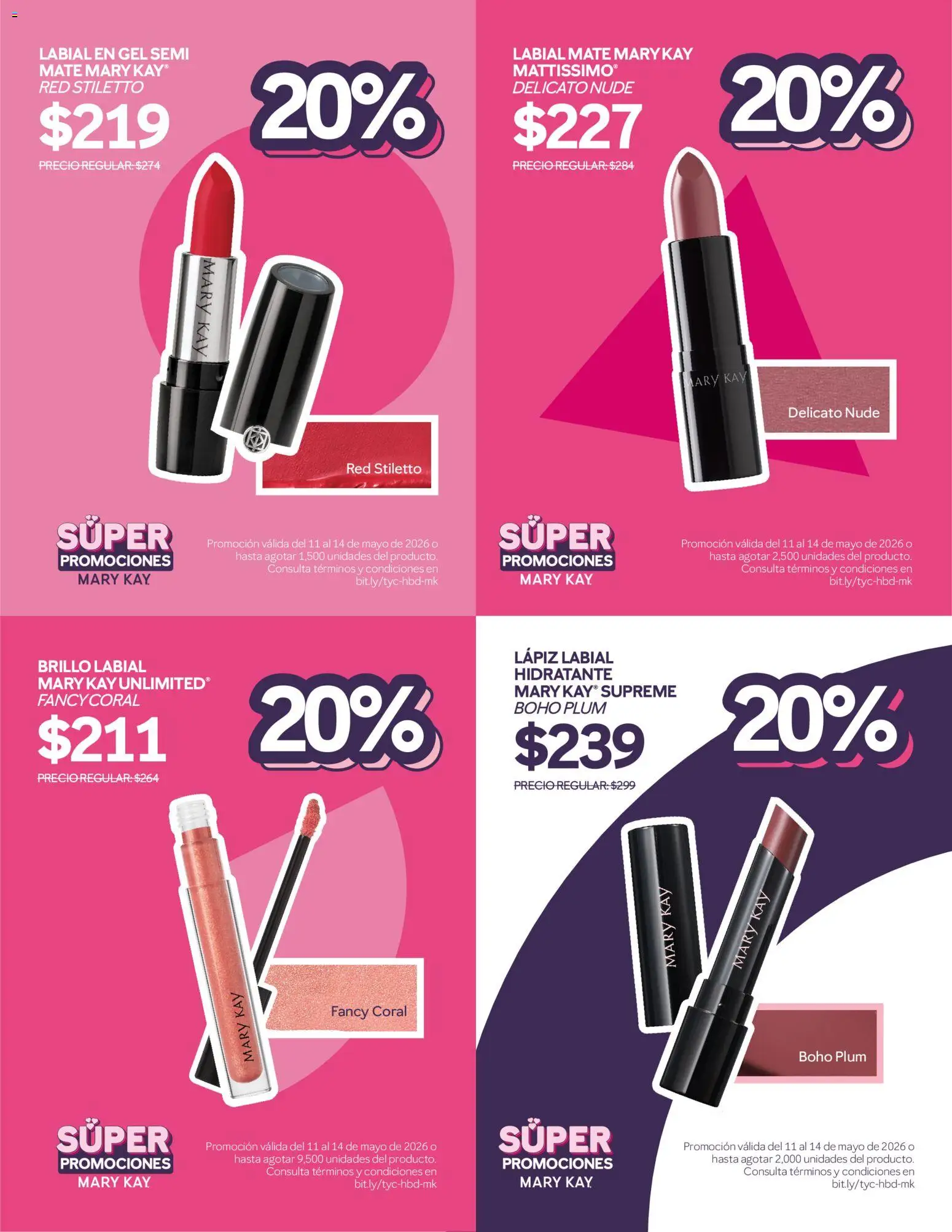 Nuevas ofertas de Mary Kay válidas en toda la República Mexicana desde el 11.05.2026. ¡Encuentra las mejores ofertas en Catálogo Mary Kay Super promociones! | Página: 4 | Productos: Brillo, Mate, Lápiz labial