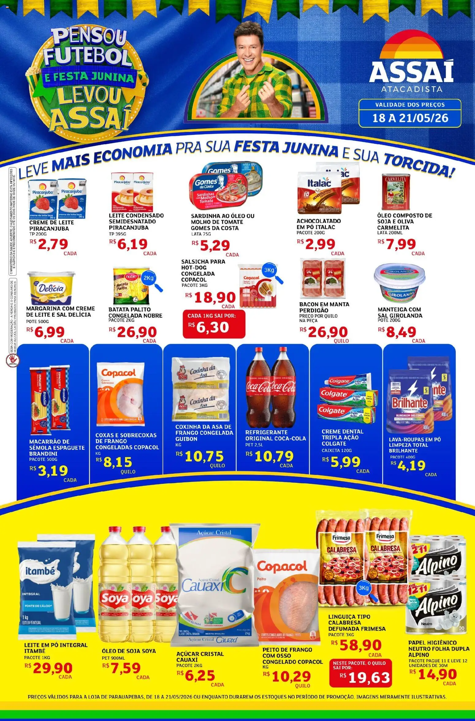 Assaí Atacadista Folheto - válido de 18.05.2026 | Página: 1 | Produtos: Óleo, Açúcar, Leite em pó, Peito de frango