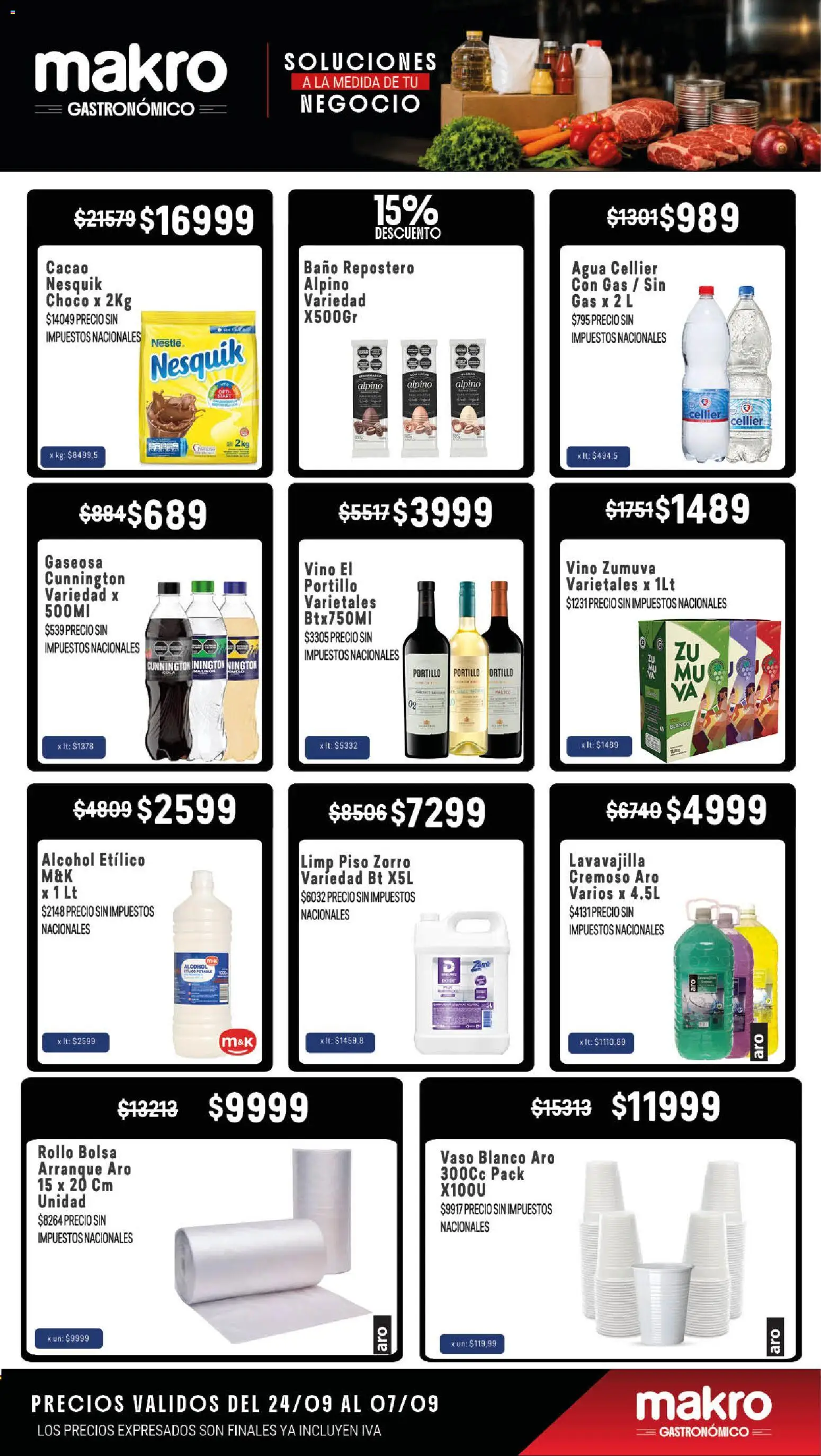 Makro - Ofertas Gastronómicas │ válido desde el 24/09/2026 | Página: 6 | Productos: Gaseosa, Agua, Vino, Alcohol