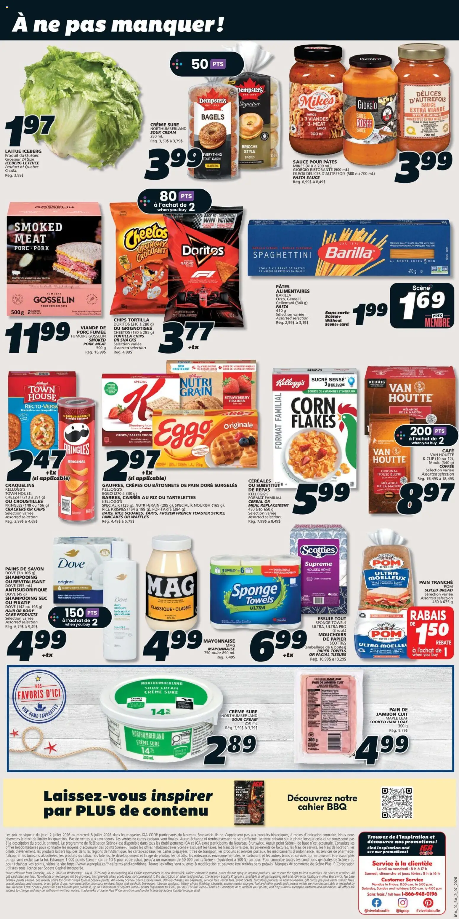 IGA flyer valid from Jul 2, 2026 | Page: 2 | Products: Rice, Chips, Cream, Toaster