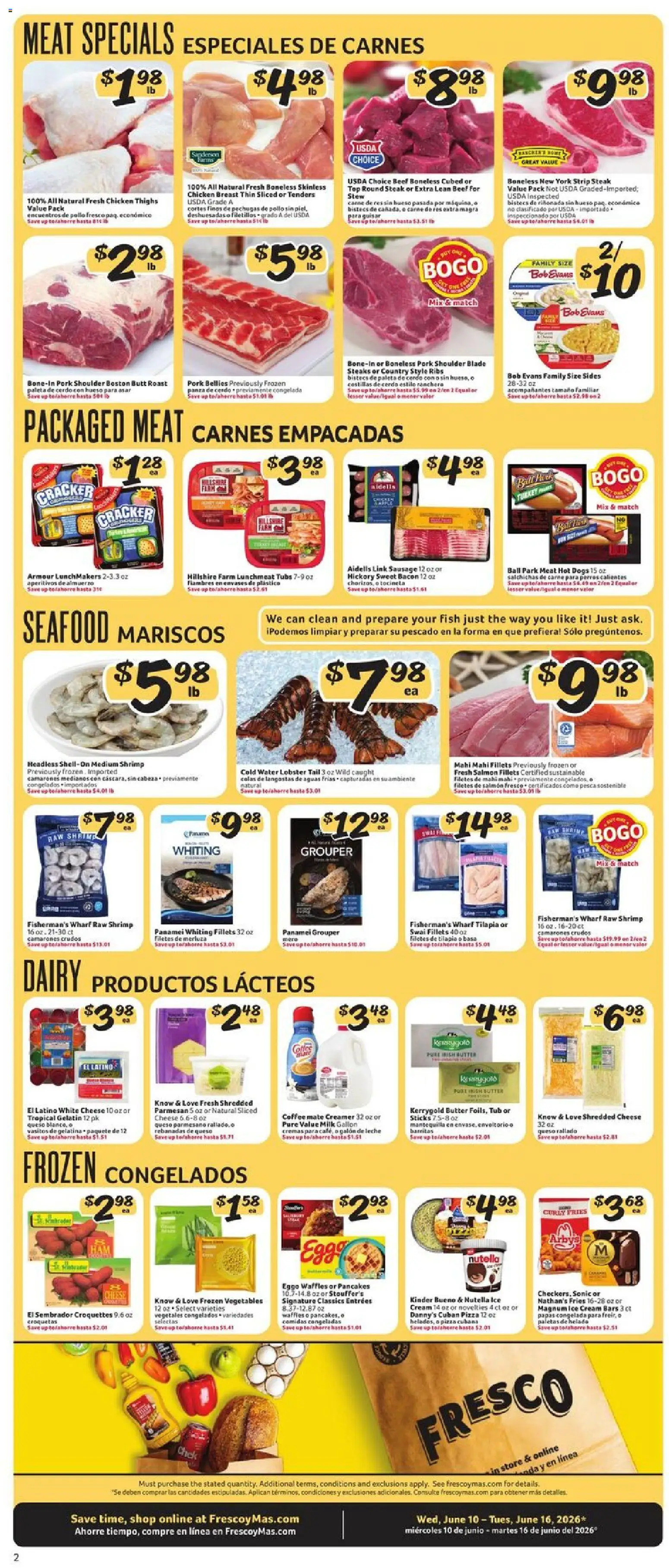 Fresco y Más Weekly Ad - valid from 10.06.2026 | Page: 2 | Products: Butter, Coffee, Water, Vegetables