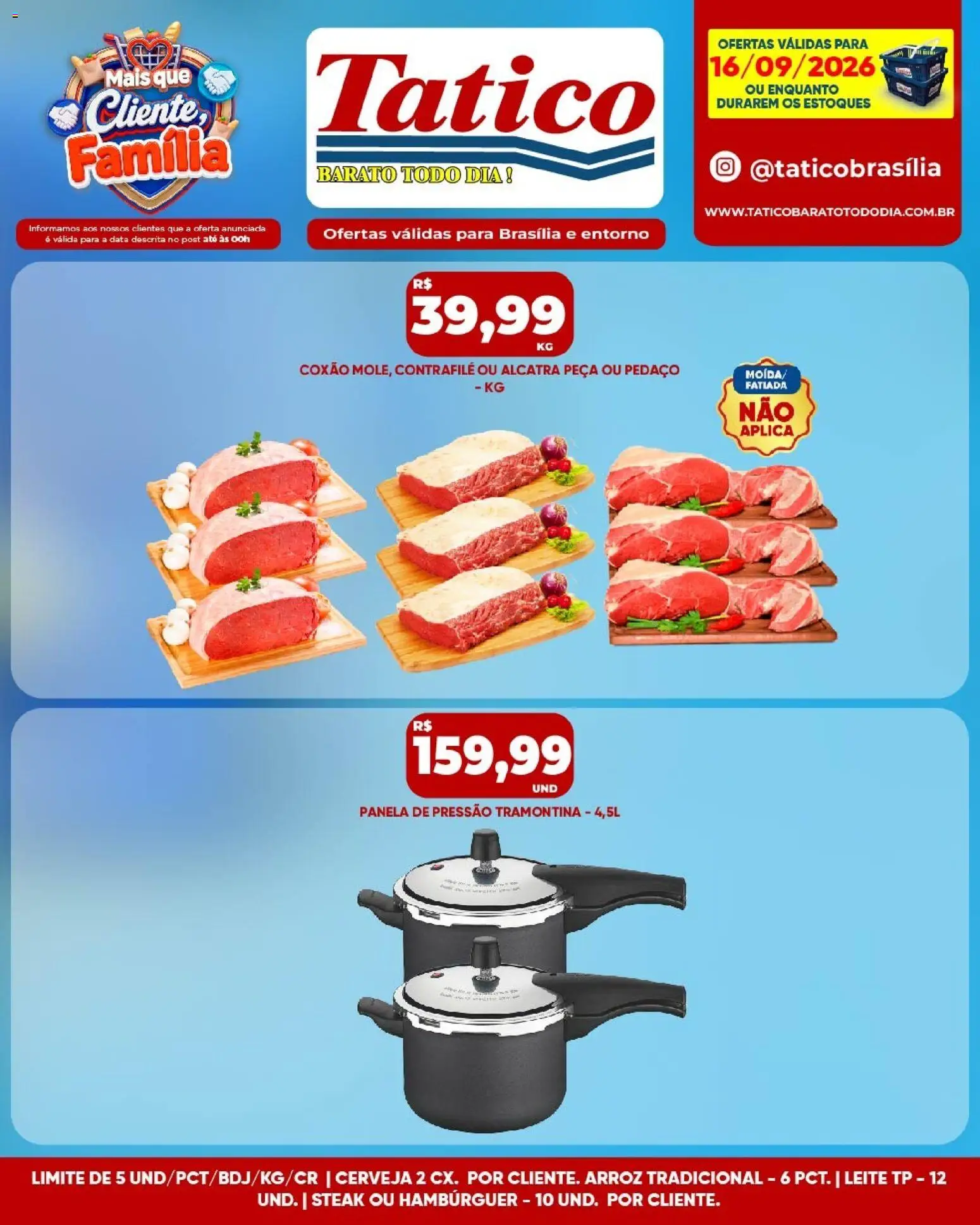 Tatico Folheto - válido de 16/09/2026 | Página: 14 | Produtos: Steak, Panela, Alcatra, Arroz