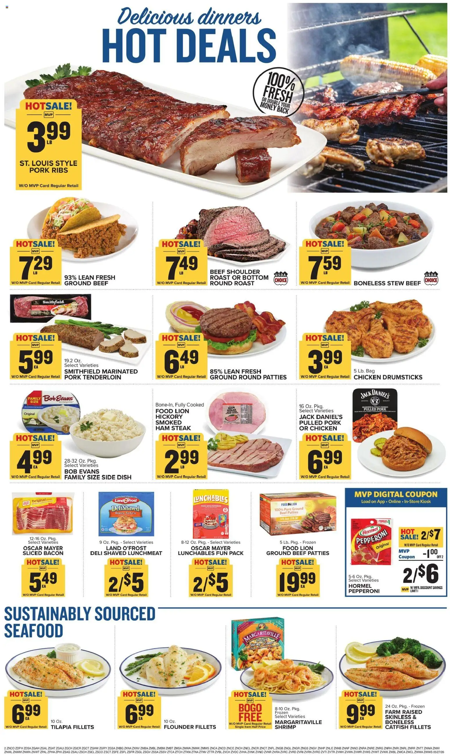 Food Lion Weekly Ad - valid from 27.05.2026 | Page: 4 | Products: Ham, Beef, Pepper, Seafood