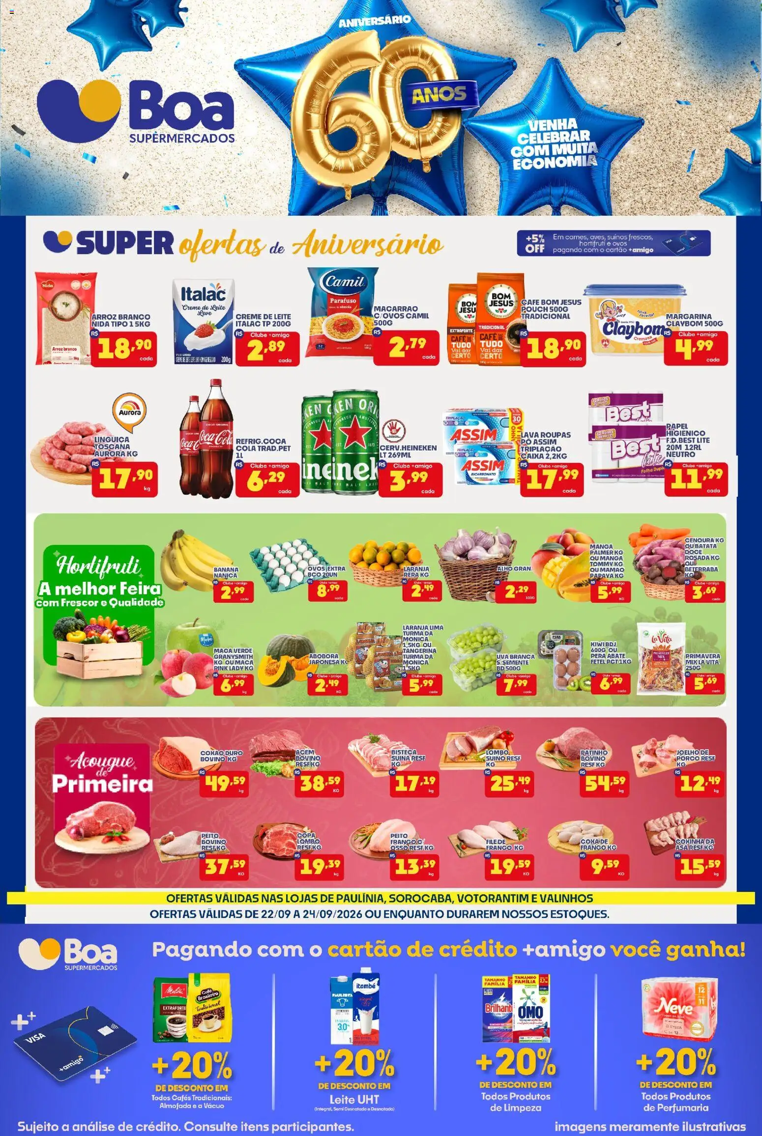 Boa Supermercados Folheto - válido de 22/09/2026 | Página: 1 | Produtos: Pera, Cola, Manga, Frango