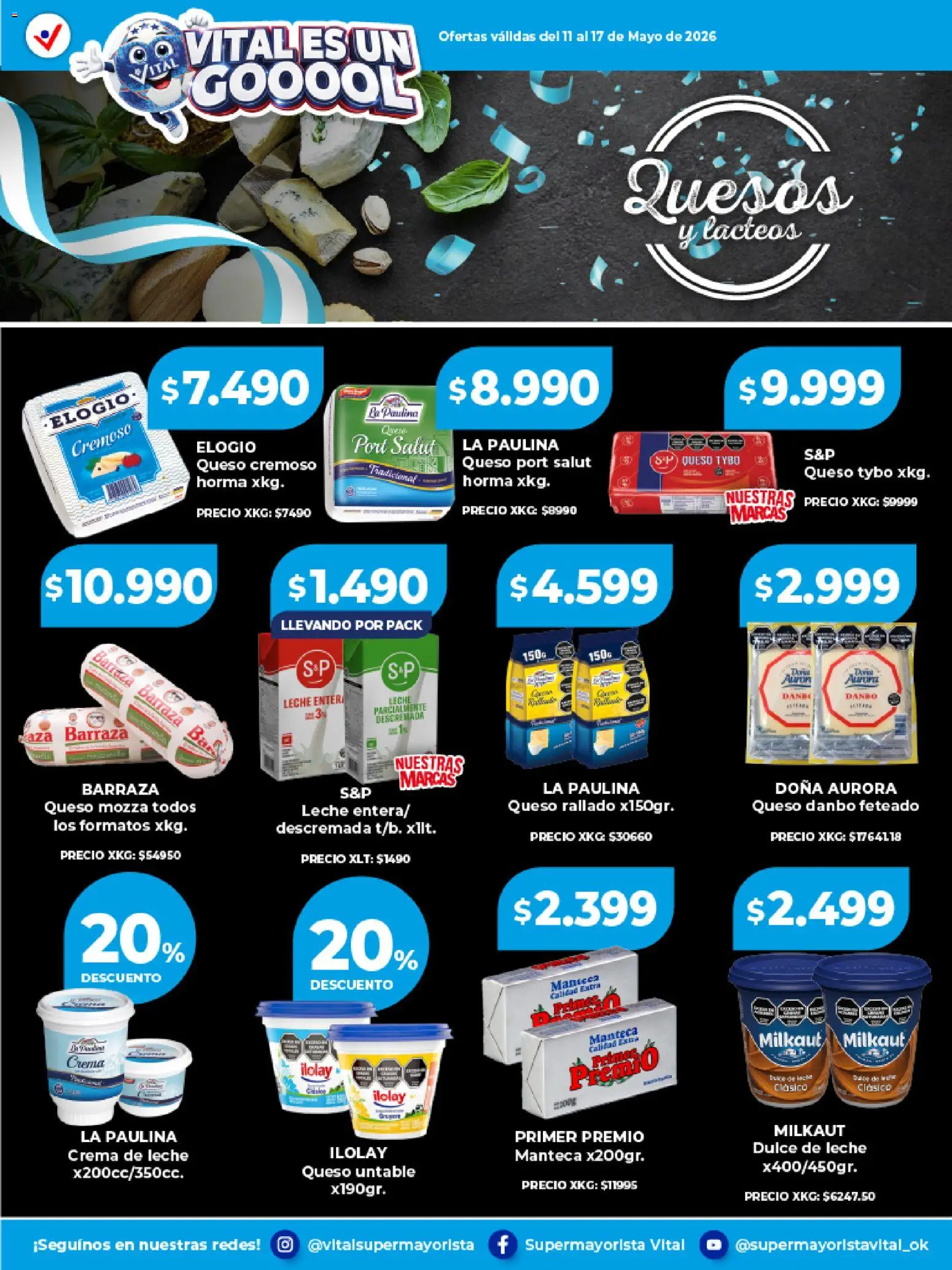 Vital Ofertas Especial de frescos  │ válido desde el 11.05.2026 | Página: 4 | Productos: Crema de leche, Dulce de leche, Leche, Manteca