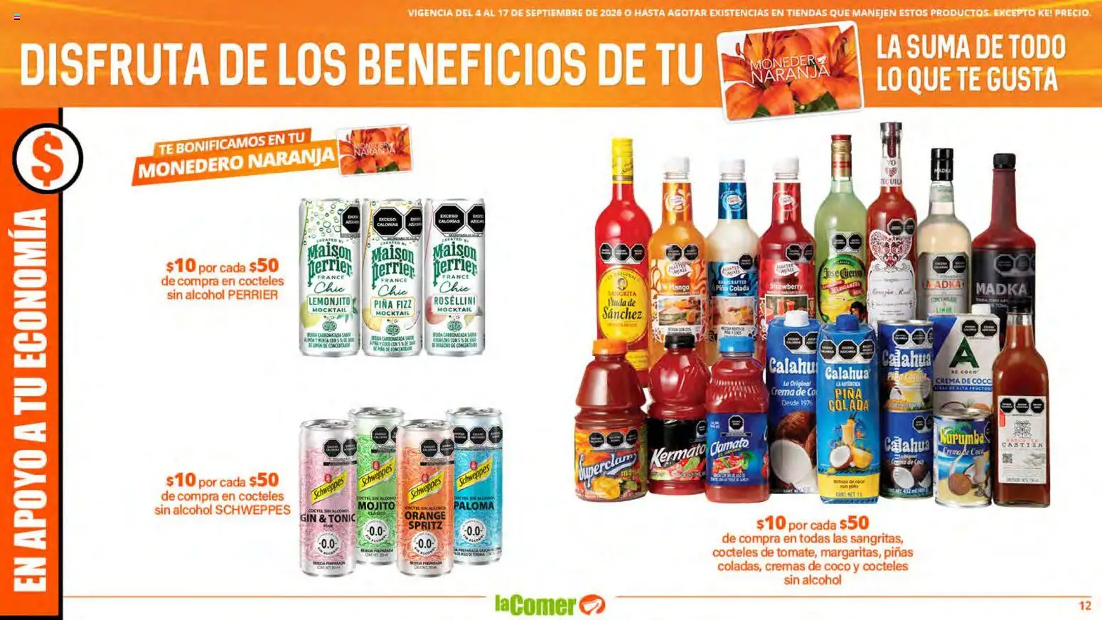 Nuevas ofertas de La Comer válidas en toda la República Mexicana desde el 04/09/2026. ¡Encuentra las mejores ofertas en La Comer folleto! | Página: 12 | Productos: Crema, Monedero, Piña, Té
