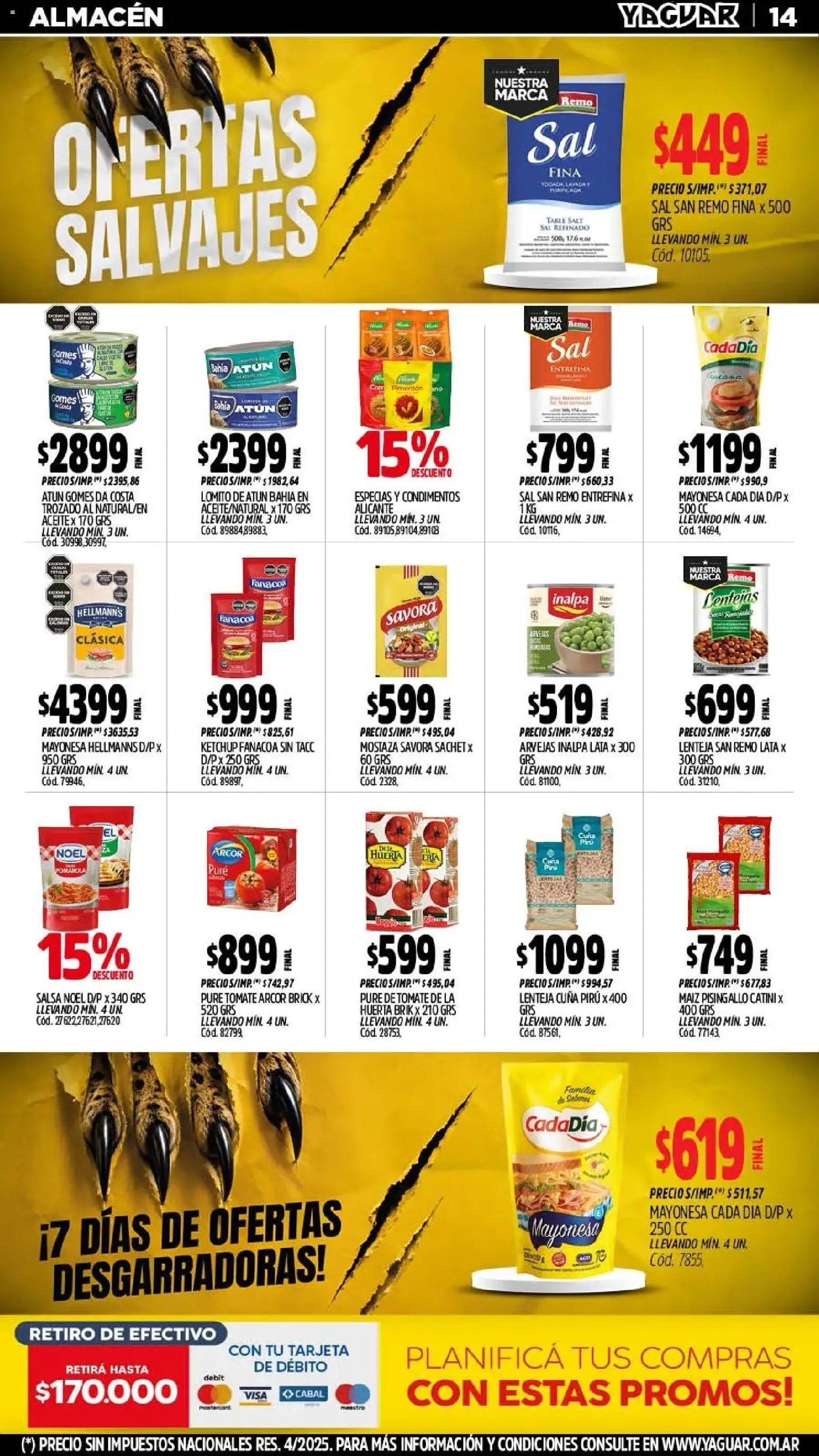 Yaguar - Oferta Semanal Misiones │ válido desde el 10/08/2026 | Página: 15 | Productos: Arvejas, Sal, Pimentón, Tomate