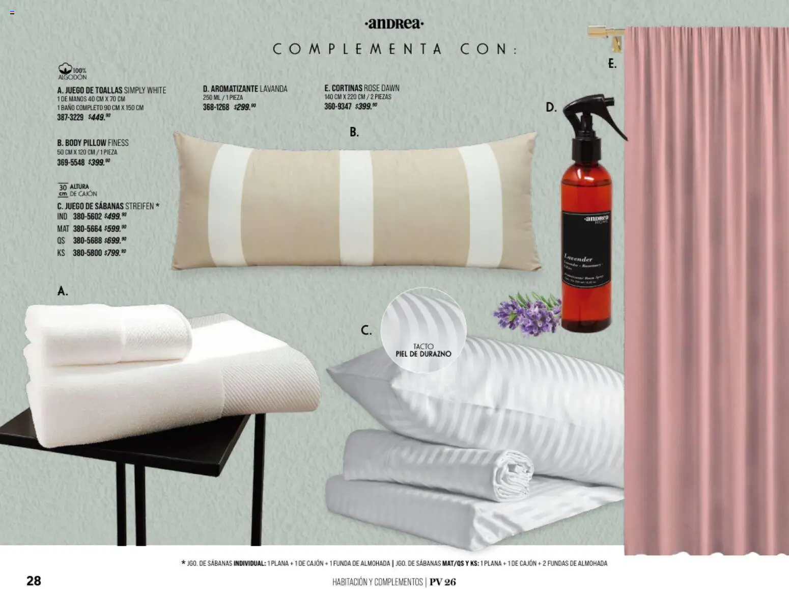 Nuevas ofertas de Andrea válidas en toda la República Mexicana desde el 25/01/2026. ¡Encuentra las mejores ofertas en Andrea catálogo Home! | Página: 28 | Productos: Juego, Body, Sabanas, Toallas