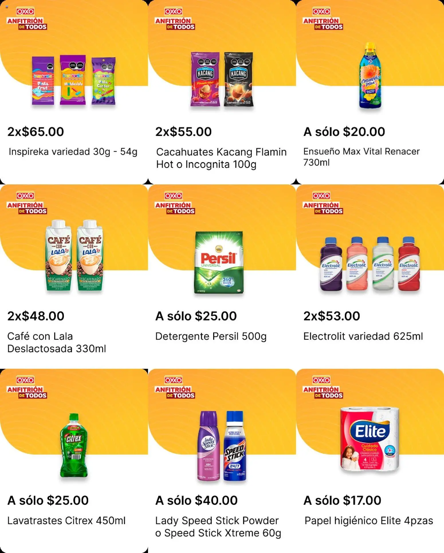 Nuevas ofertas de OXXO válidas en toda la República Mexicana desde el 25/06/2026. ¡Encuentra las mejores ofertas en OXXO folleto! | Página: 17 | Productos: Cacahuates, Detergente, Café, Papel higiénico