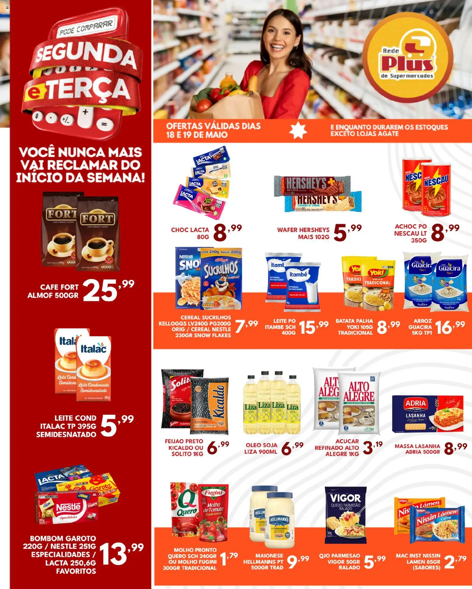 Rede Plus Supermercados Folheto - válido de 18.05.2026 | Página: 3 | Produtos: Arroz, Massa, Sucrilhos, Bombom