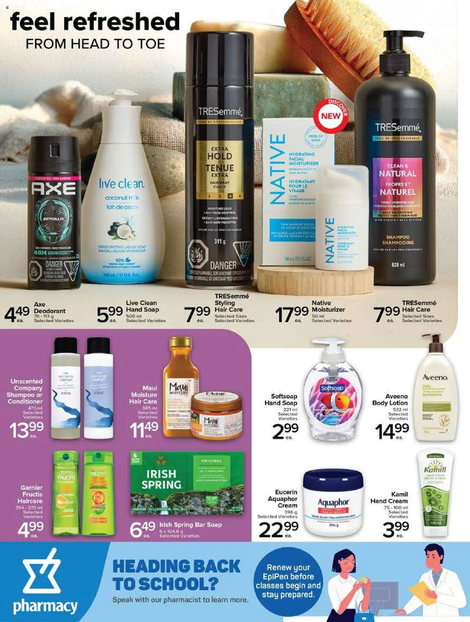 Metro flyer valid from Aug 27, 2026 | Page: 4 | Products: Cream, Shampoo, Body lotion, Deodorant