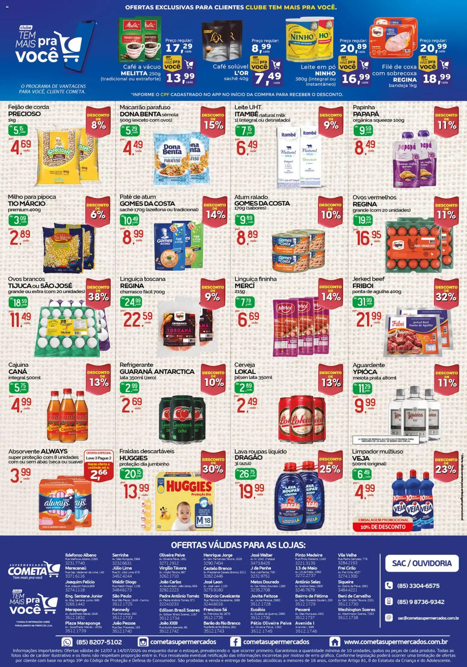 Cometa Supermercados Folheto - válido de 12/07/2026 | Página: 2 | Produtos: Corda, Leite integral, Ovos, Café