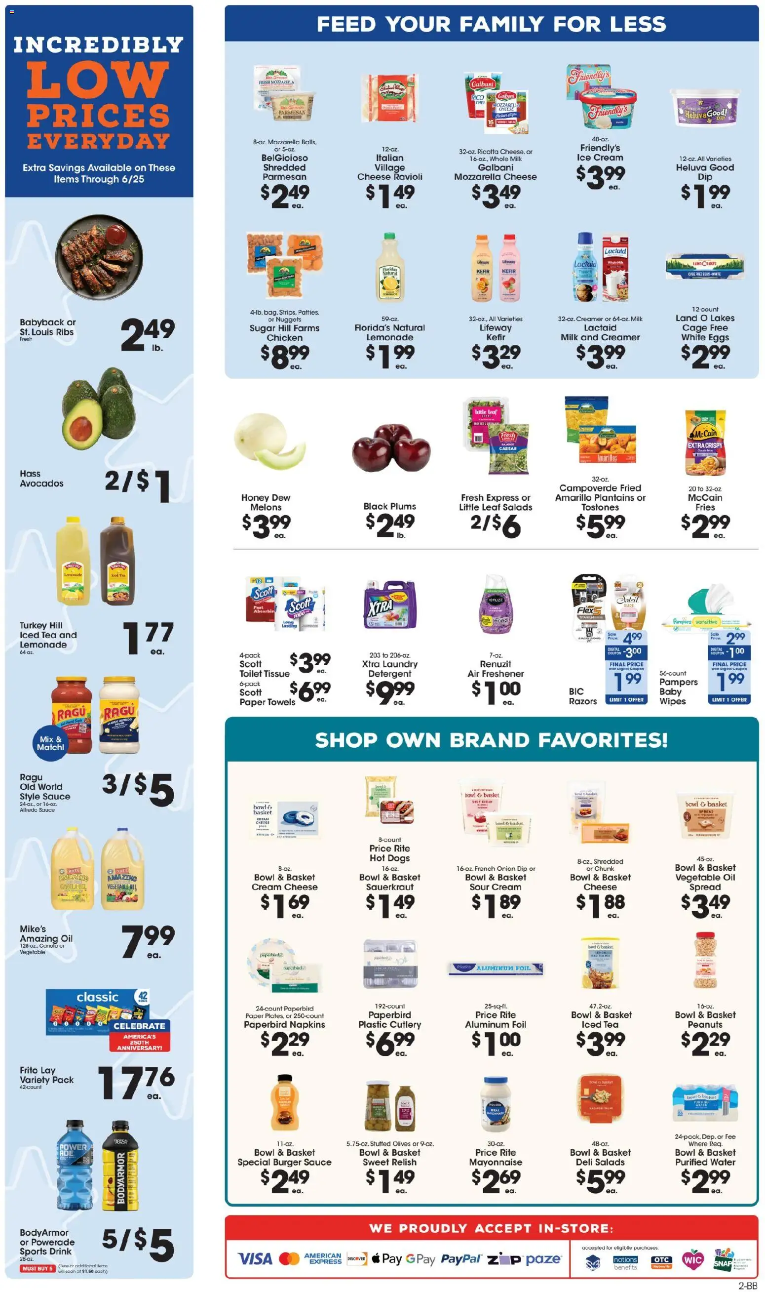 Price Rite Weekly Ad - valid from 11.06.2026 | Page: 2 | Products: Basket, Cheese, Sugar, Hot Dogs