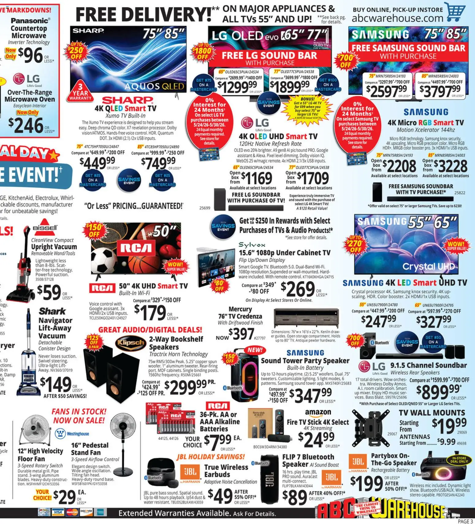 ABC Warehouse Weekly Ad - valid from 24.05.2026 | Page: 3 | Products: Audio, Usb, Oven, Microwave oven