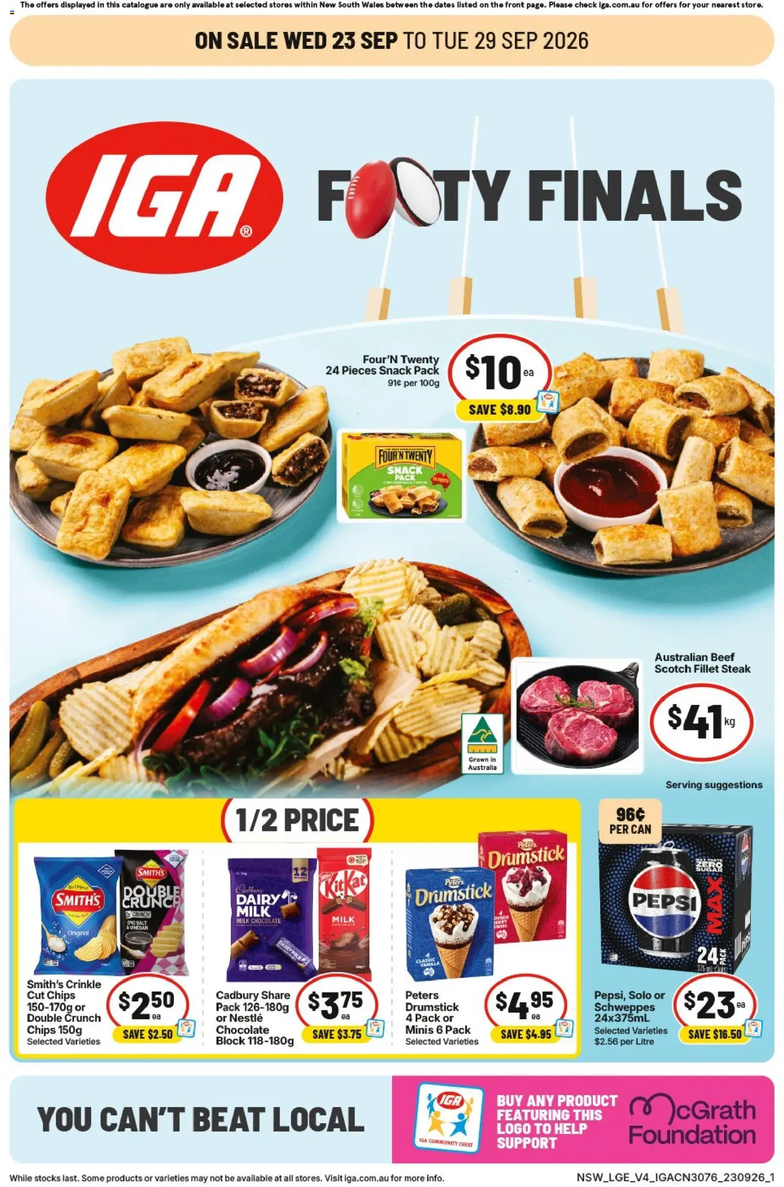 IGA catalogue - valid from 23/09/2026 | Page: 8 | Products: Dairy, Chips, Scotch, Fillet