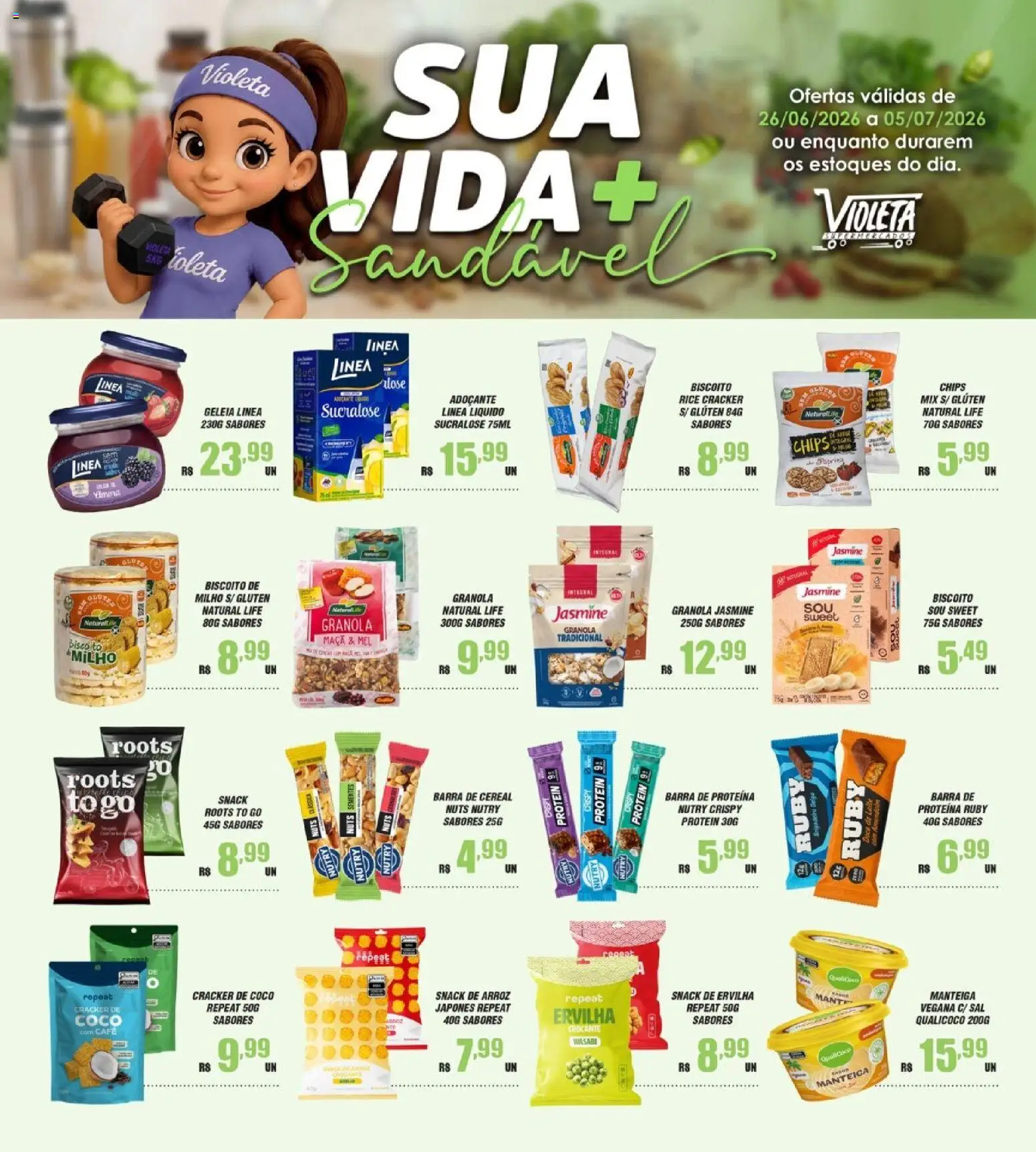 Violeta Supermercados Folheto - válido de 26/06/2026 | Página: 1 | Produtos: Ervilha, Wasabi, Biscoito, Sal