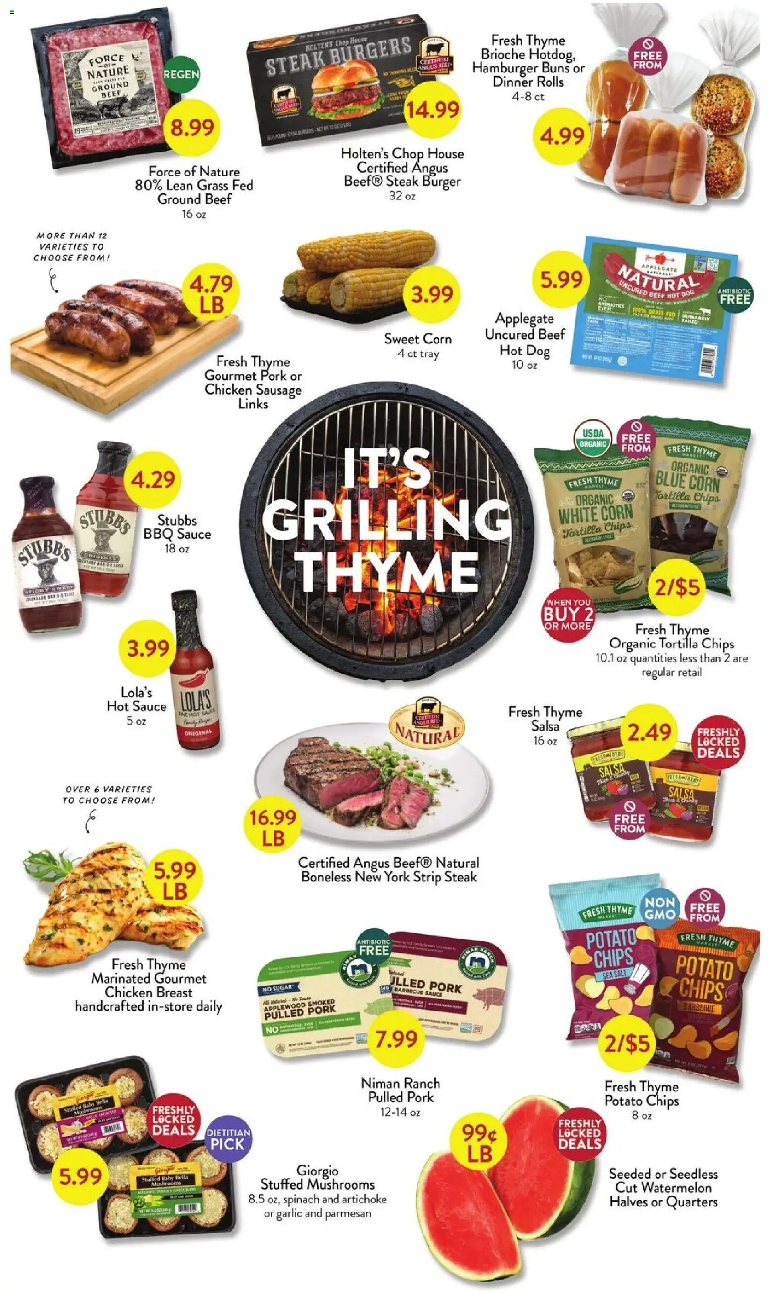 Fresh Thyme Weekly Ad - OH - valid from 10.06.2026 | Page: 4 | Products: Mushrooms, Sauce, Garlic, Watermelon