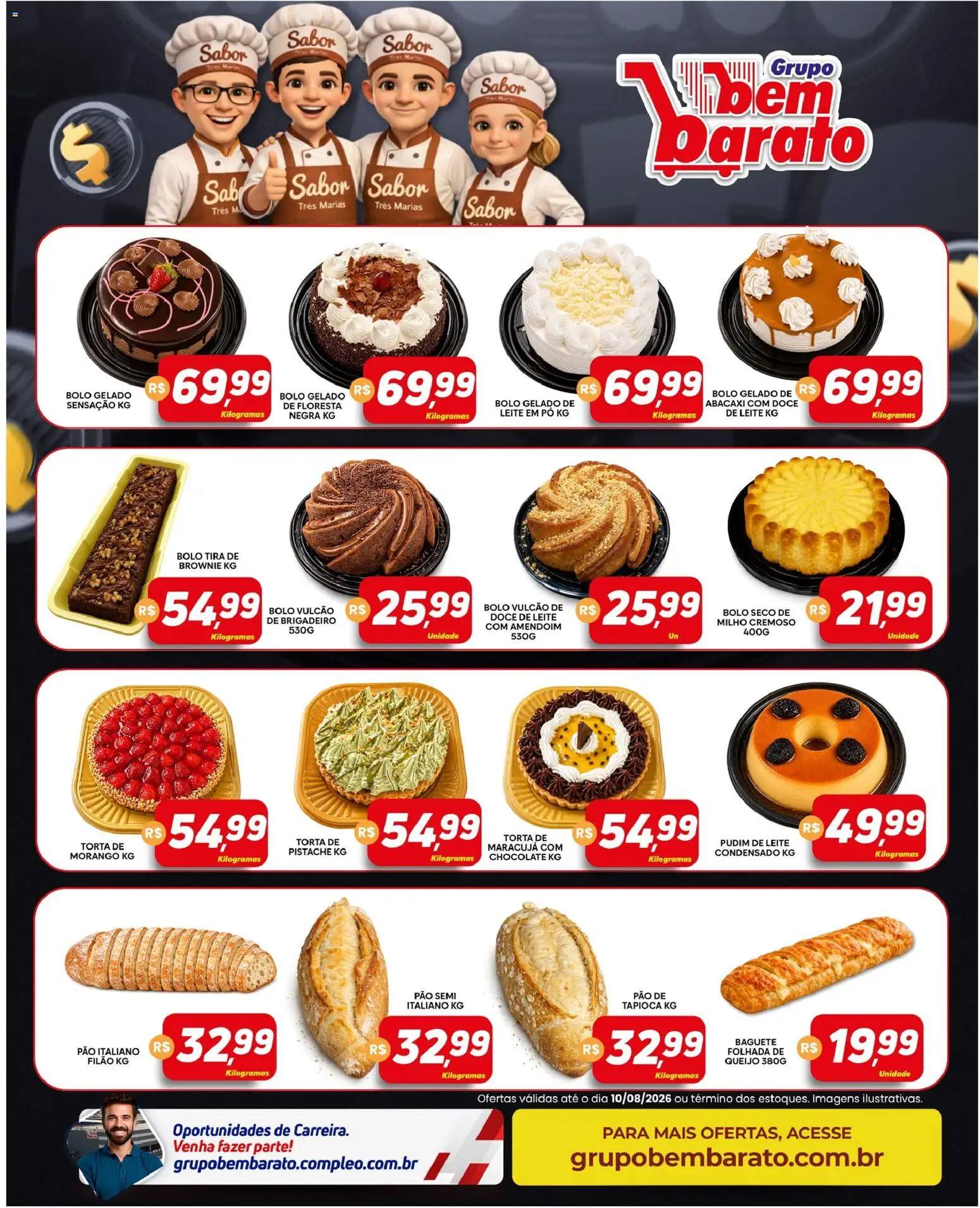 Supermercado Bem Barato Folheto - válido de 04/08/2026 | Página: 4 | Produtos: Amendoim, Bolo, Doce de leite, Leite em pó