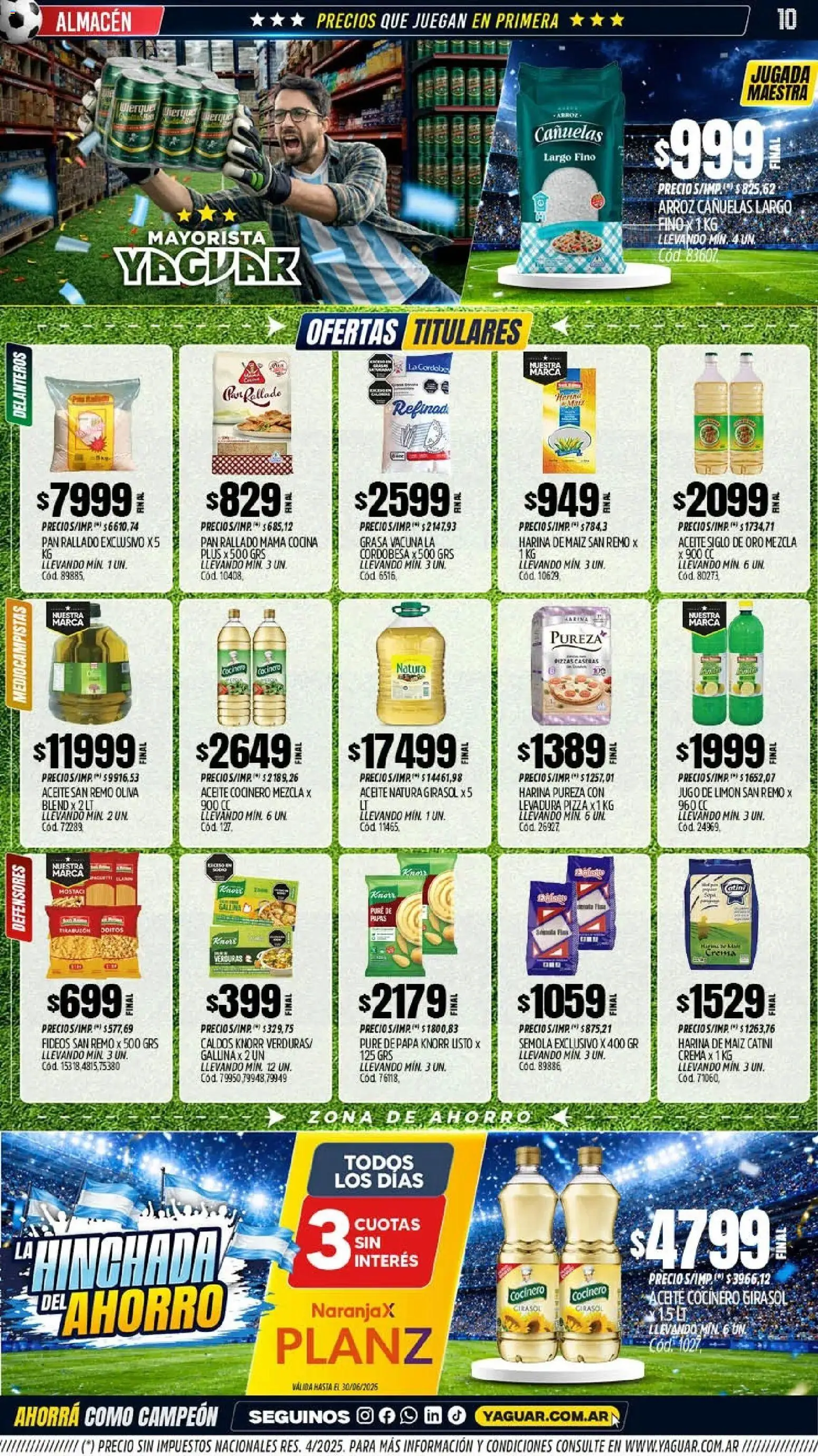 Yaguar - Oferta Semanal Chaco │ válido desde el 08.06.2026 | Página: 10 | Productos: Papa, Oliva, Pizza, Fideos