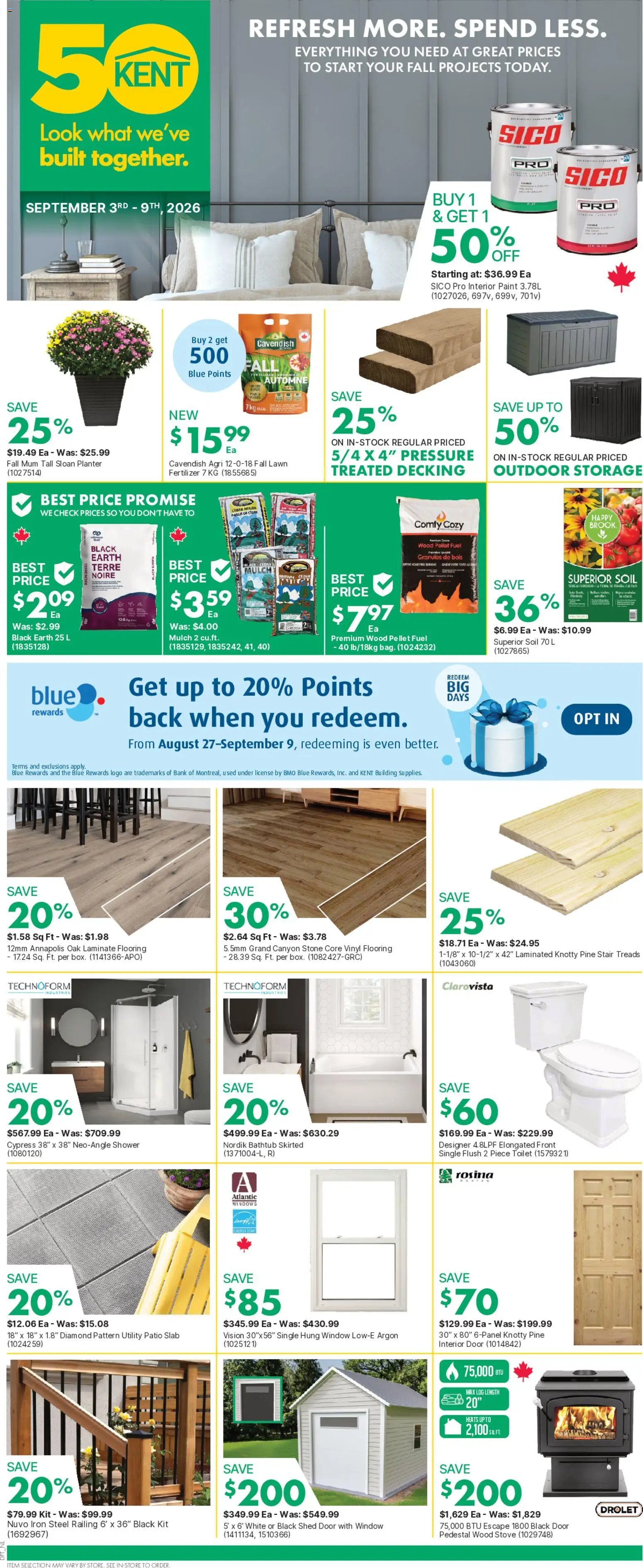 Kent flyer valid from Sep 3, 2026 | Page: 1 | Products: Granules, Stove, Iron, Door