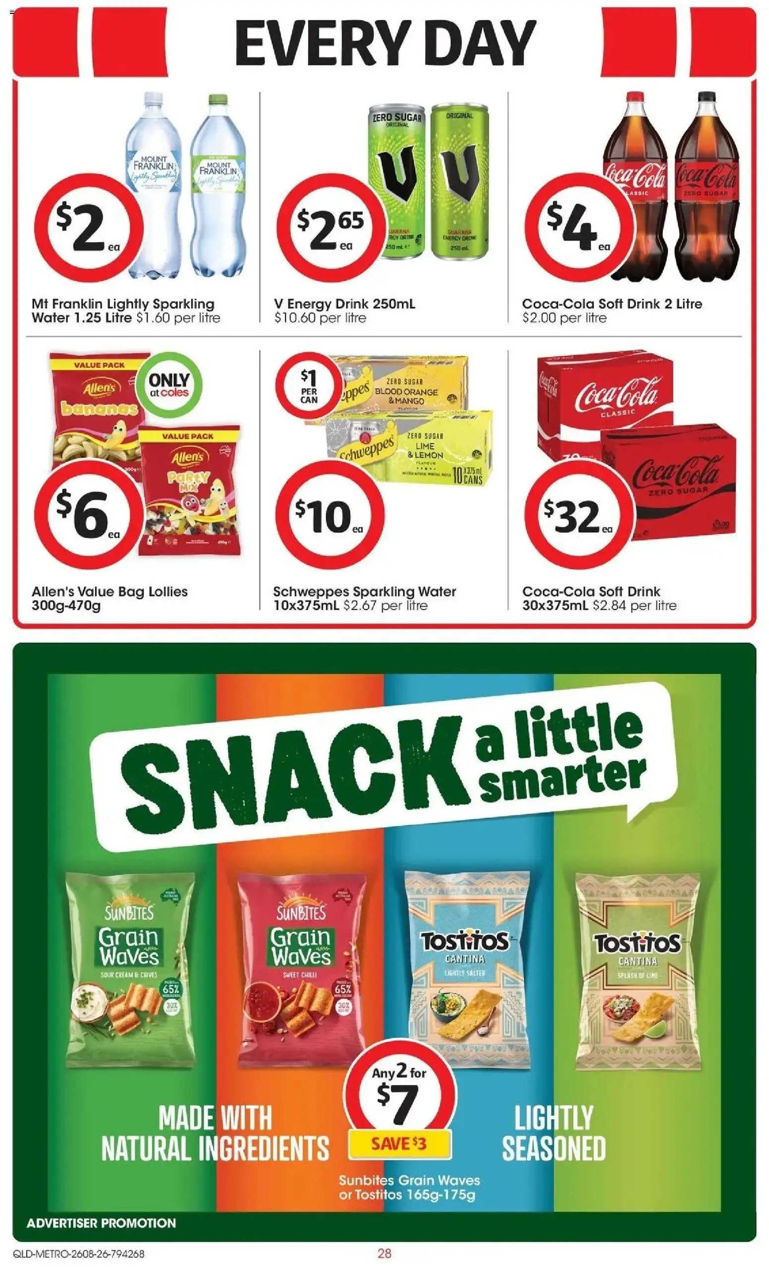 ﻿Coles catalogue valid from 26/08/2026 > Online Australia | Page: 28 | Products: Energy drink, Coca Cola, Cream, Water